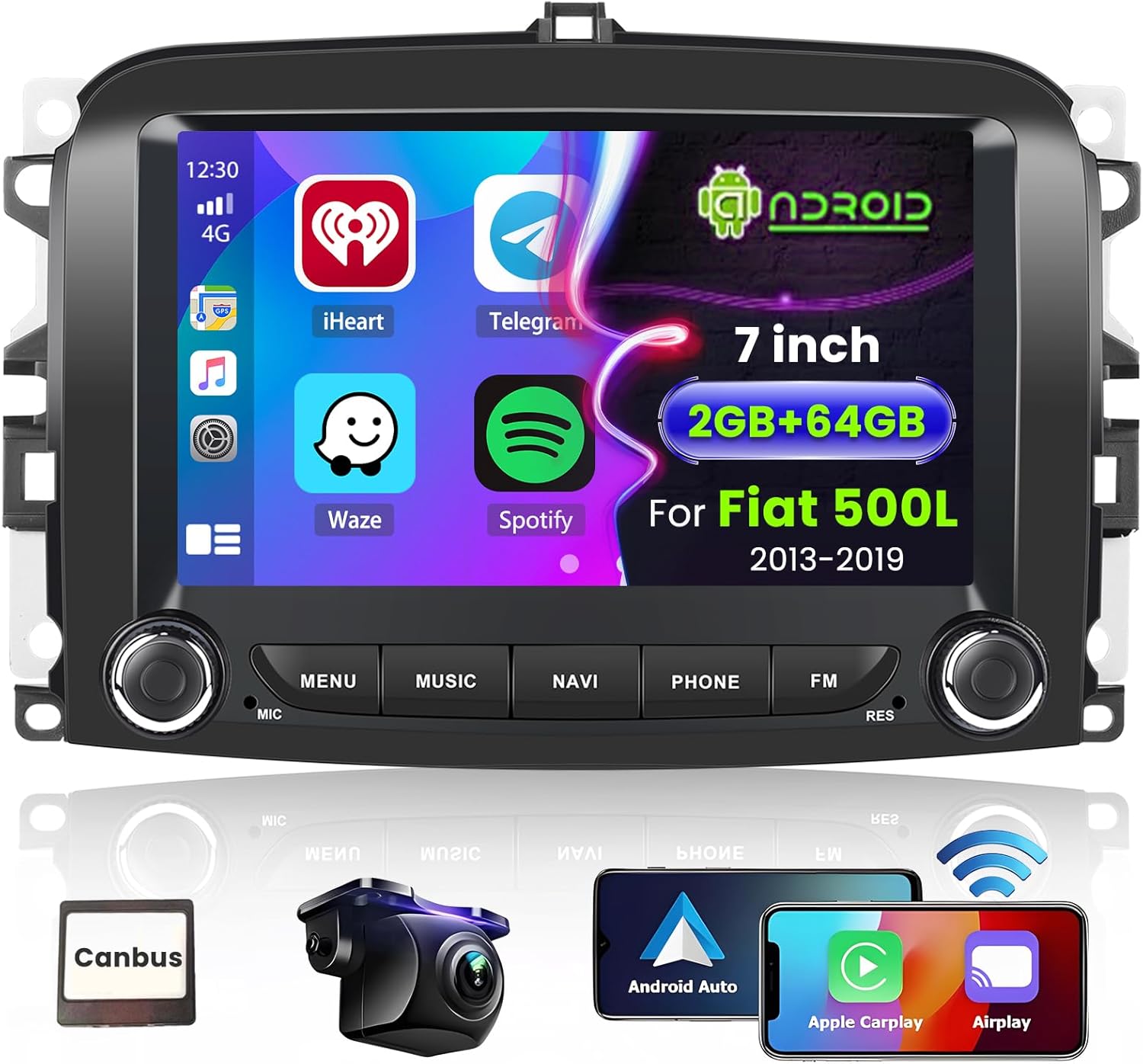 Hikity Android 13 Autoradio 7" per Fiat 500L 2013-2019 - immagine 1