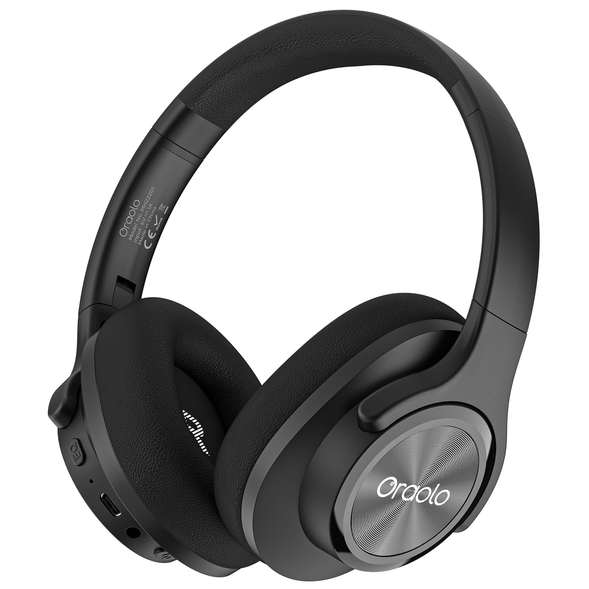 Oraolo Cuffie Bluetooth Over Ear 60 Ore, Nero