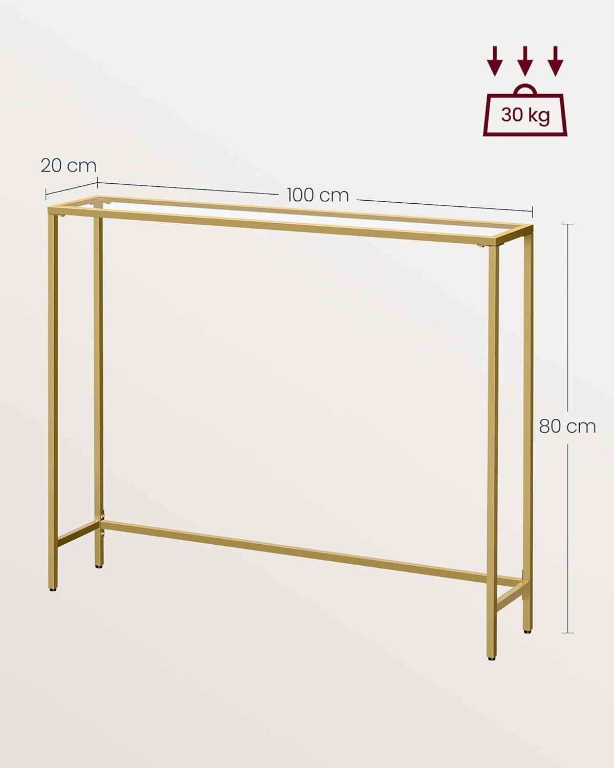 Vasagle Consolle Ingresso con Piano in Vetro Temperato - immagine 3