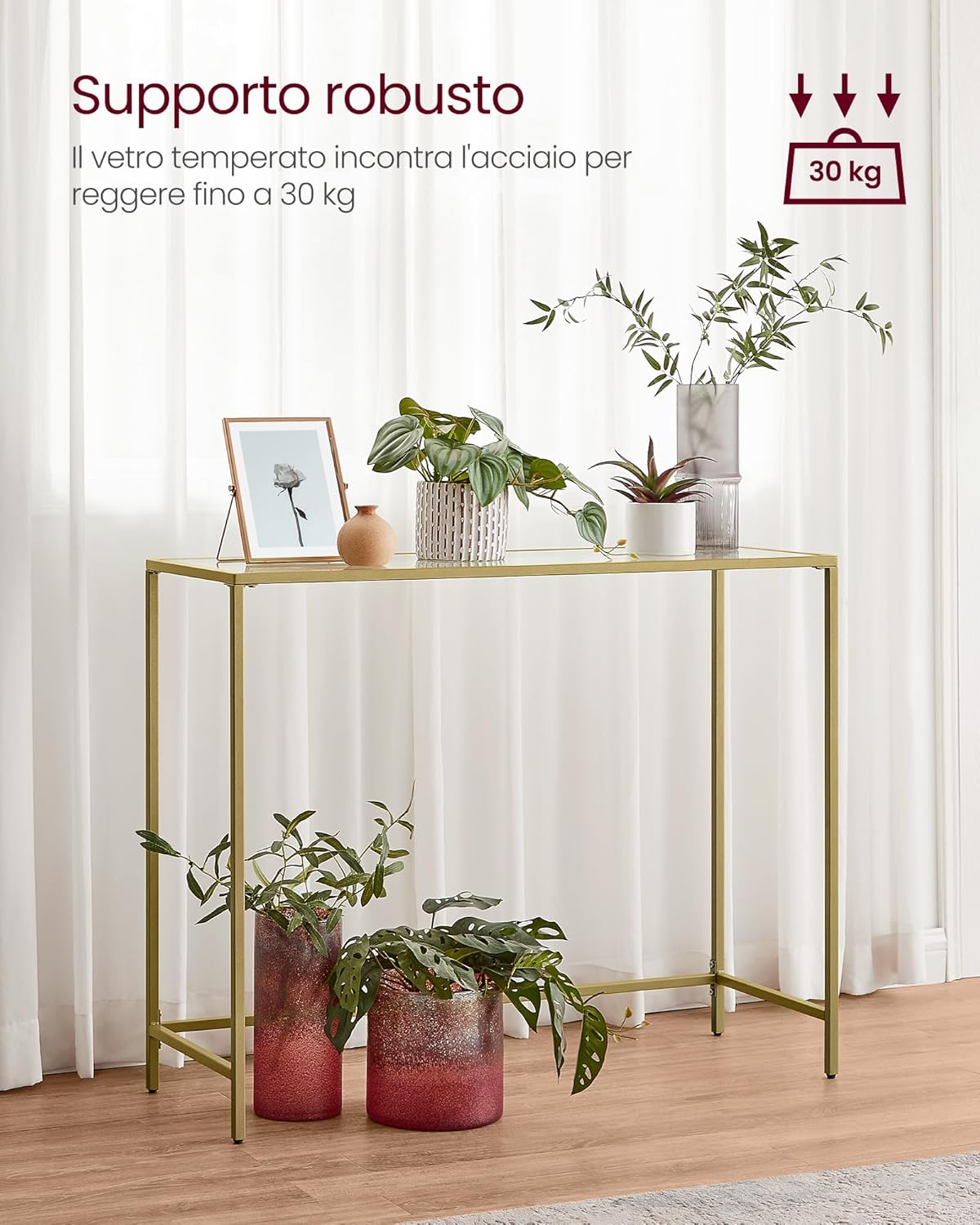 Vasagle Consolle Ingresso con Piano in Vetro Temperato - immagine 4