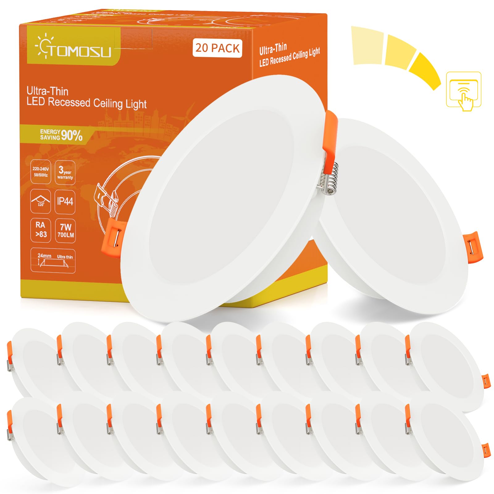 Faretti LED da Incasso Dimmerabili 7W 4000K, Set 20