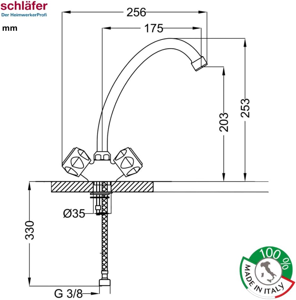 Schläfer 3431411 - Rubinetto Lavello Cucina Monoforo Cromo - immagine 3