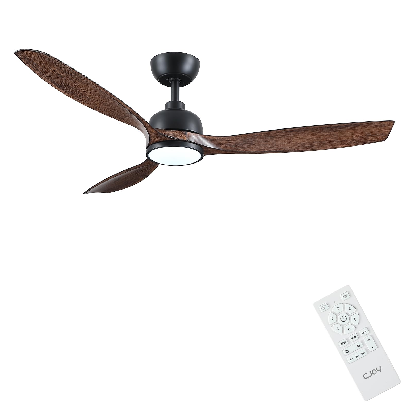 Cjoy Ventilatore da Soffitto con Luce 132cm, Legno