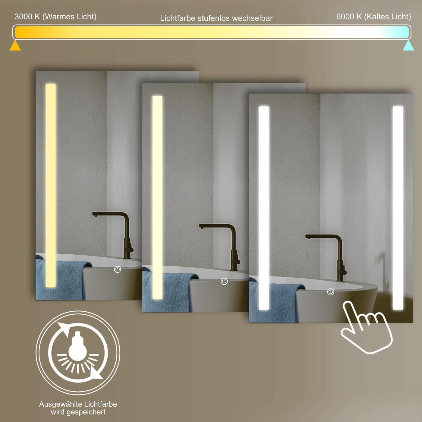 Hoko® Specchio LED 60x80cm per Bagno - immagine 2