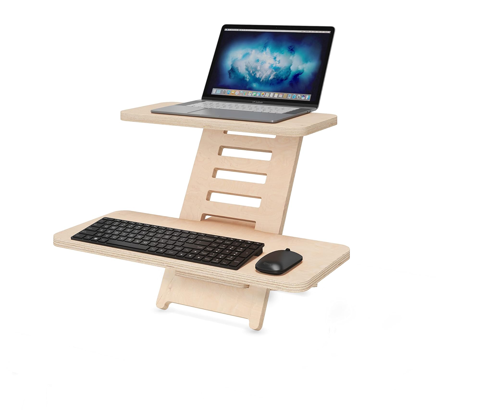 Supporto Scrivania in Piedi in Legno, Altezza Regolabile