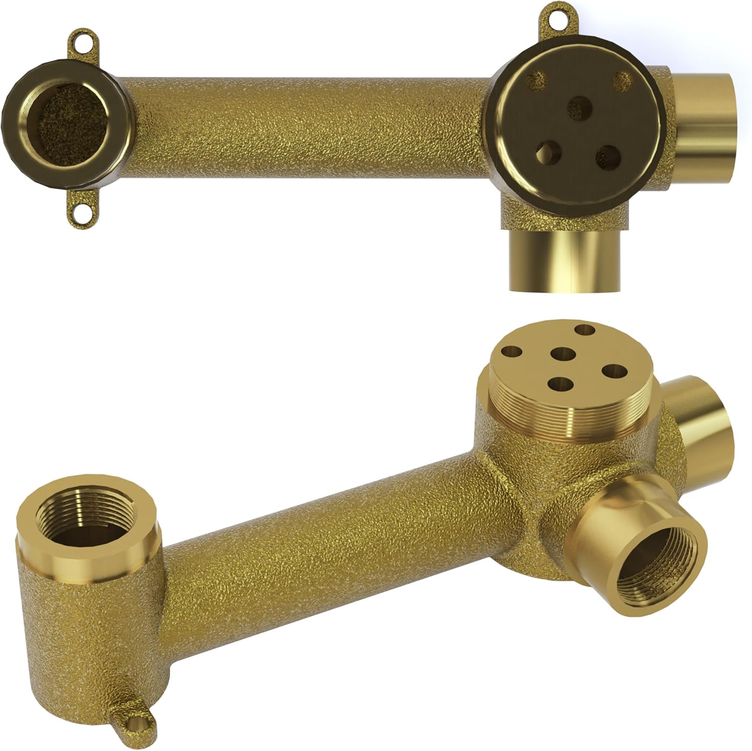 Valaz Rubinetto Bagno Lavabo a Muro Dorato Spazzolato