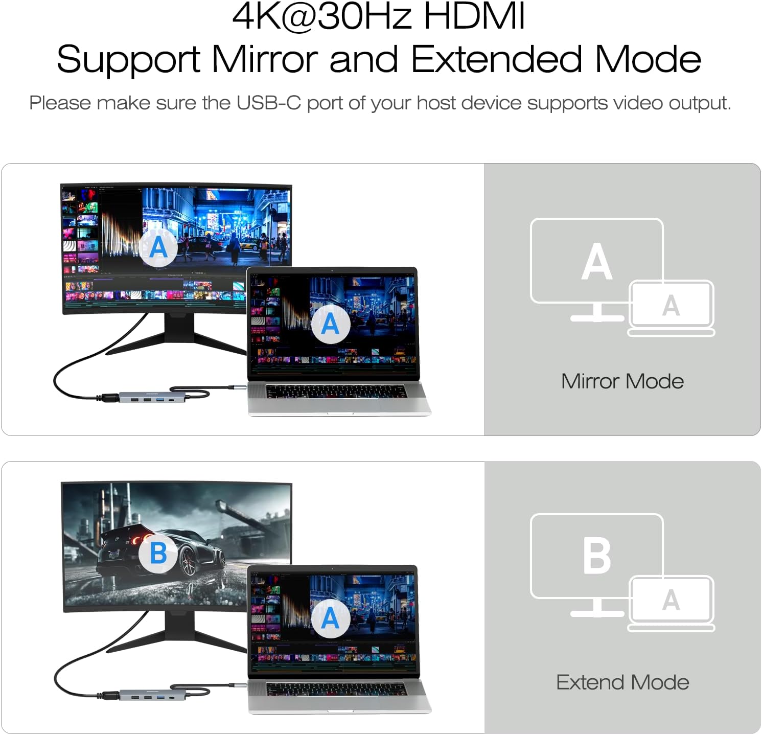 Benfei Hub USB C 5in1 con HDMI 4K e PD 100W - immagine 4