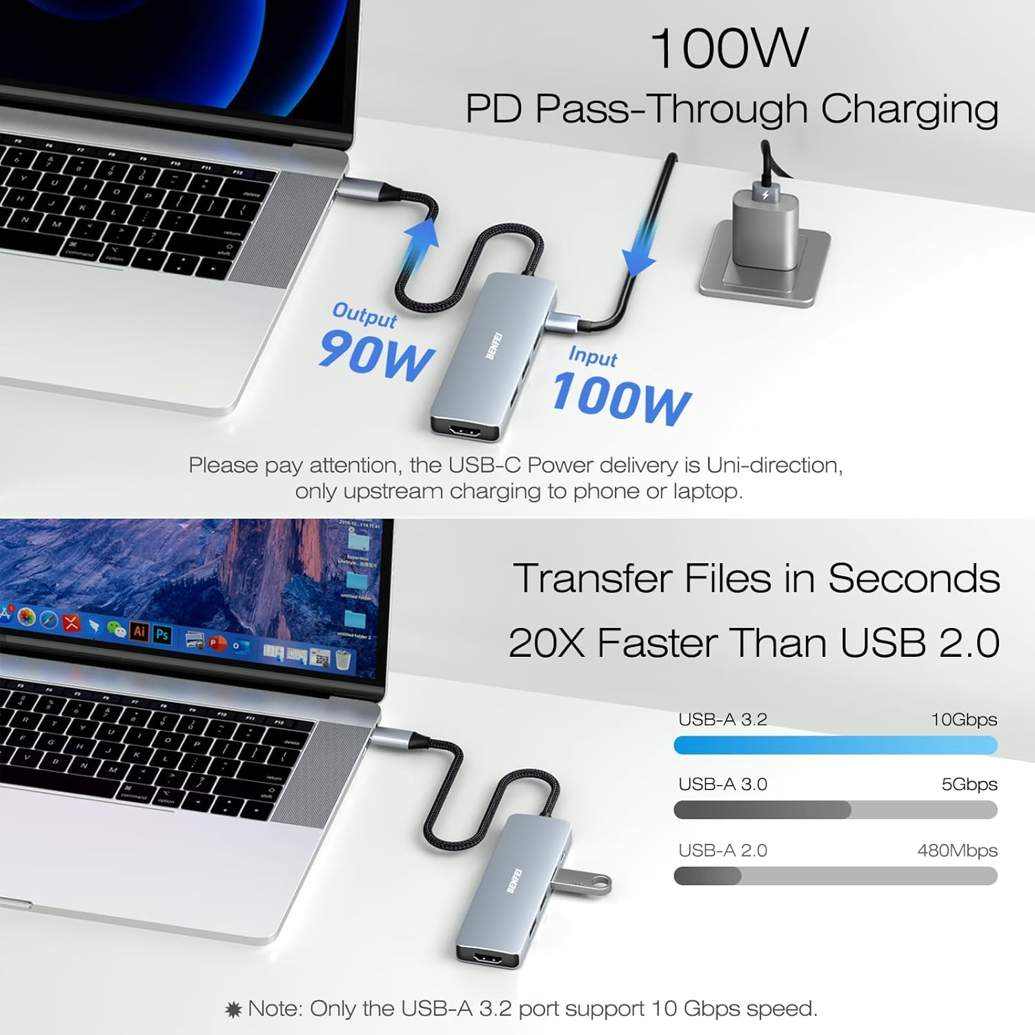 Benfei Hub USB C 5in1 con HDMI 4K e PD 100W - immagine 5