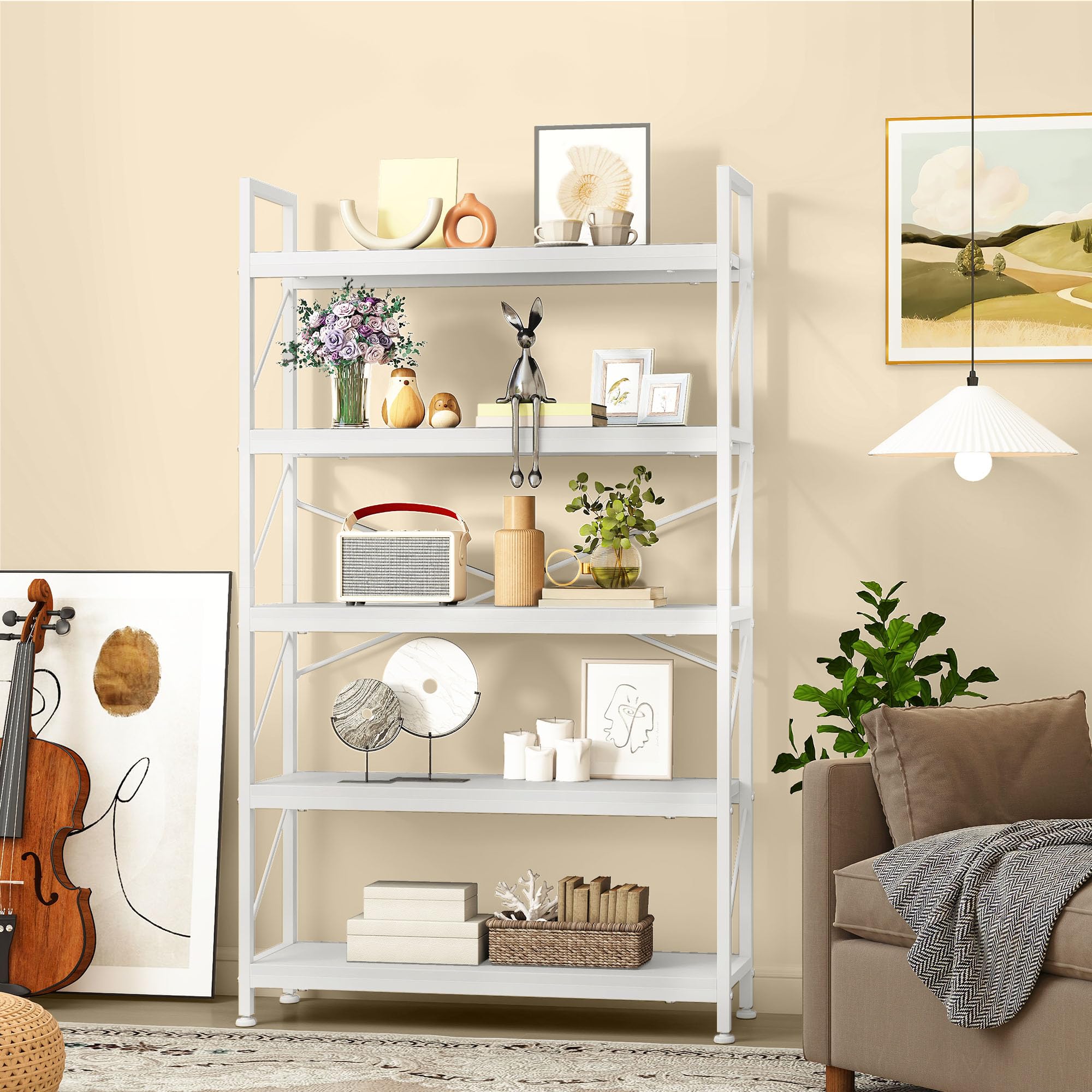 Dwvo Libreria Alta 5 Ripiani Industriale 80x158cm - Bianco