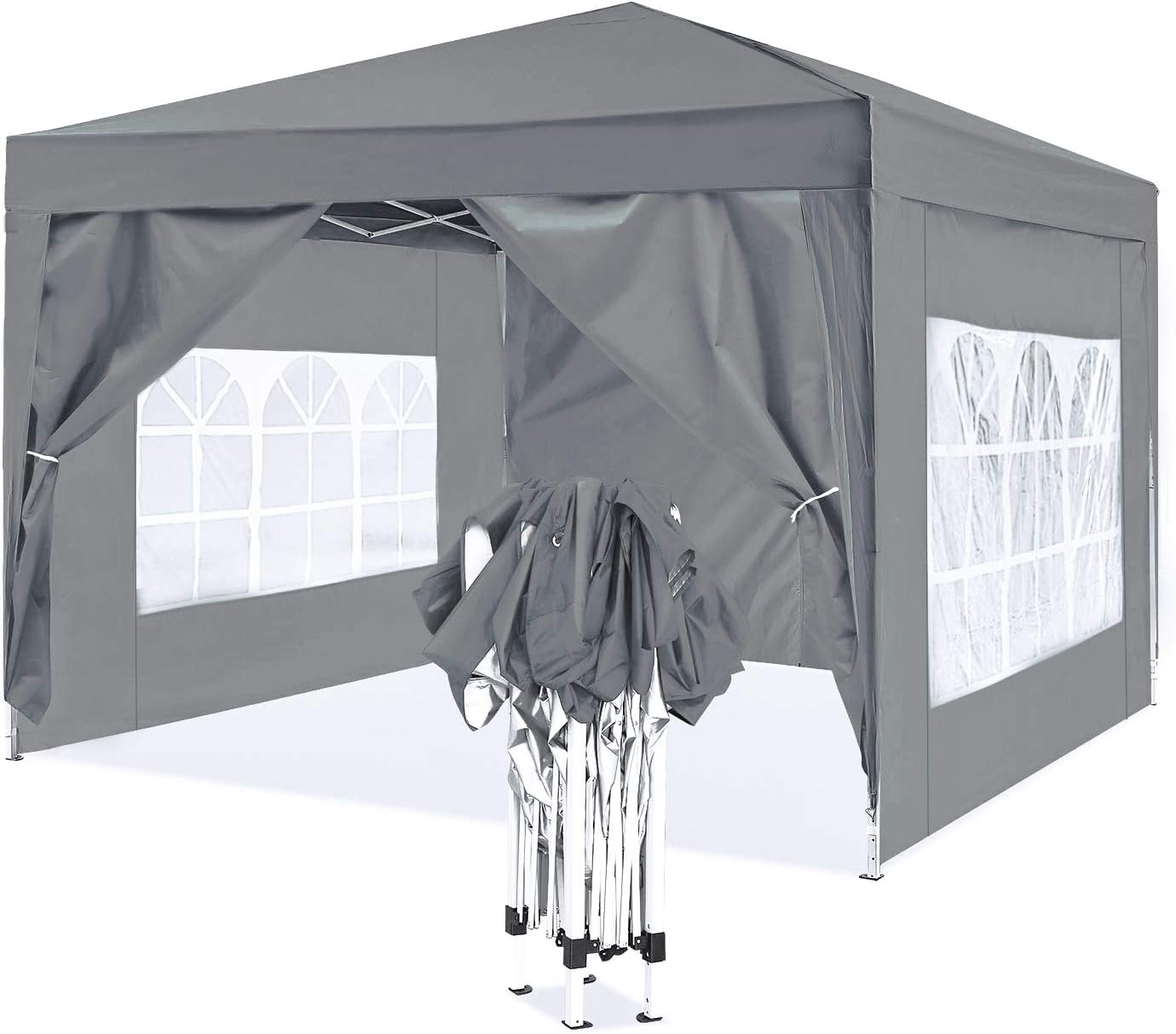 Ise Gazebo Pieghevole 3x3 Impermeabile UV50+, Grigio - immagine 1
