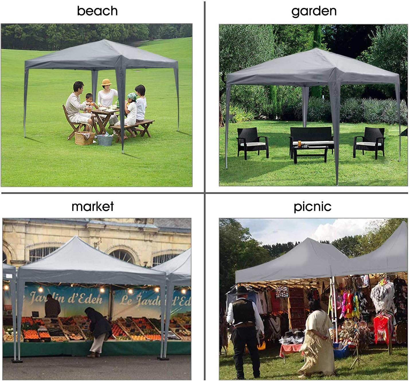 Ise Gazebo Pieghevole 3x3 Impermeabile UV50+, Grigio - immagine 3