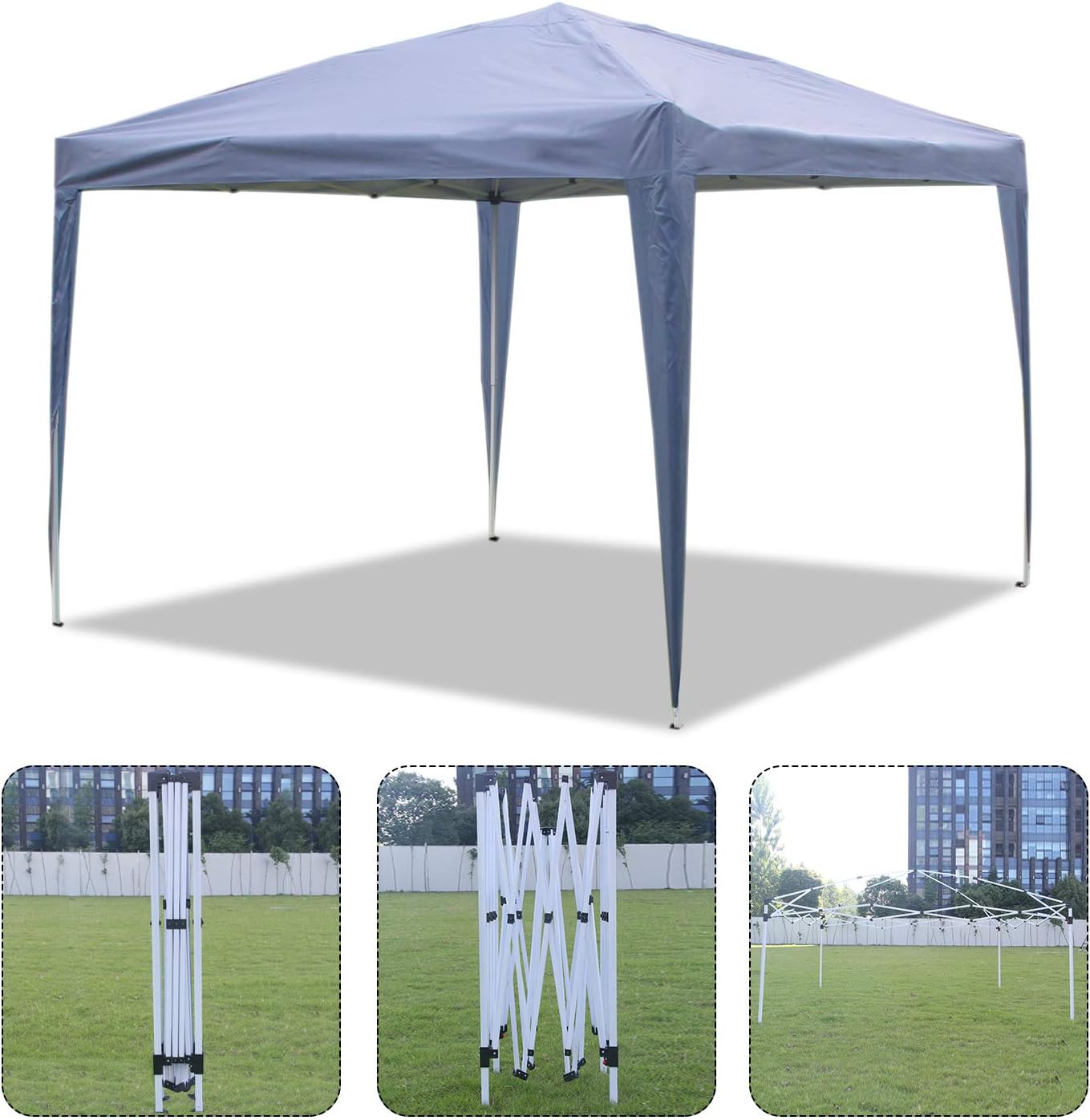Ise Gazebo Pieghevole 3x3 Impermeabile UV50+, Grigio - immagine 6