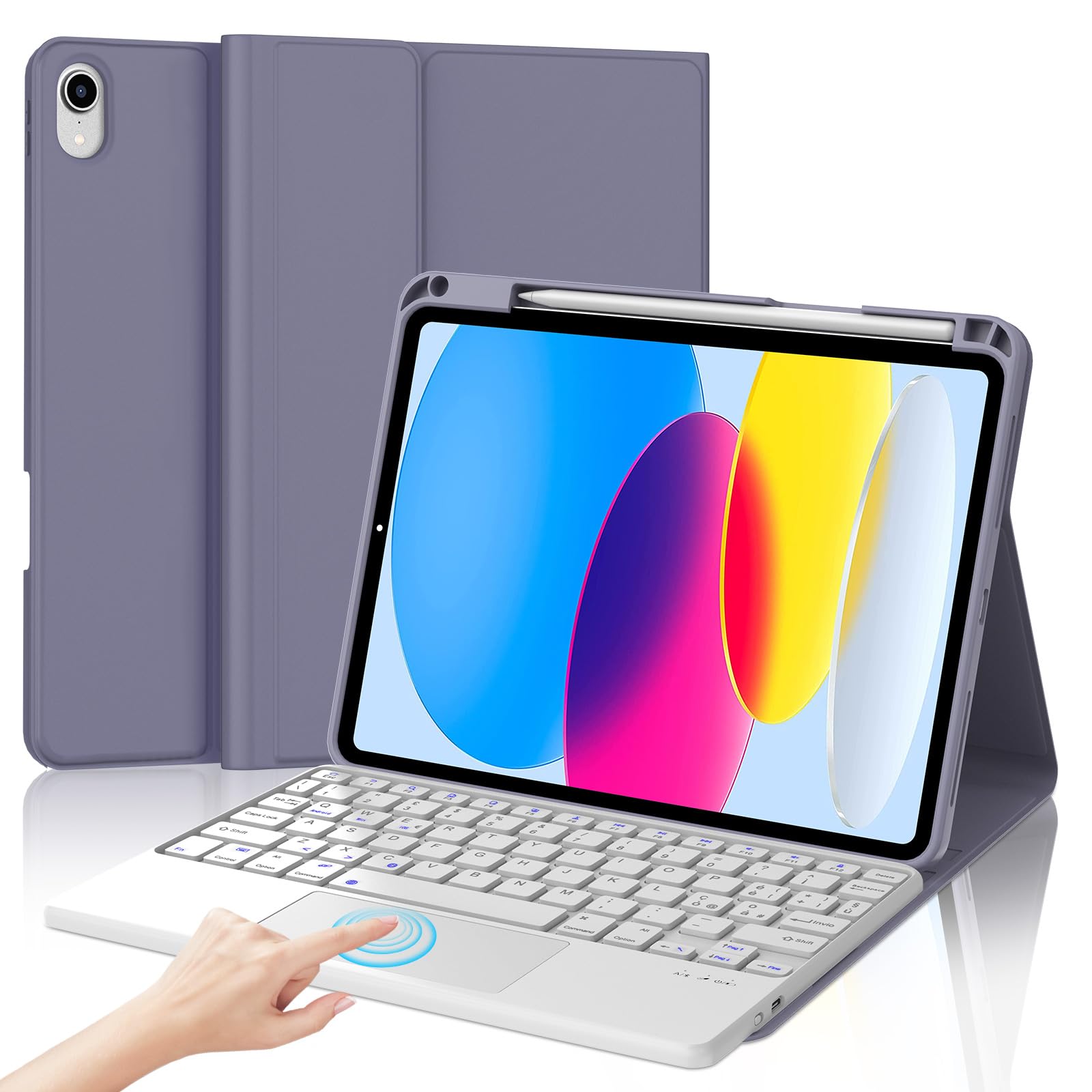 Iveoppe Tastiera iPad 10/11 Gen con Trackpad, Viola