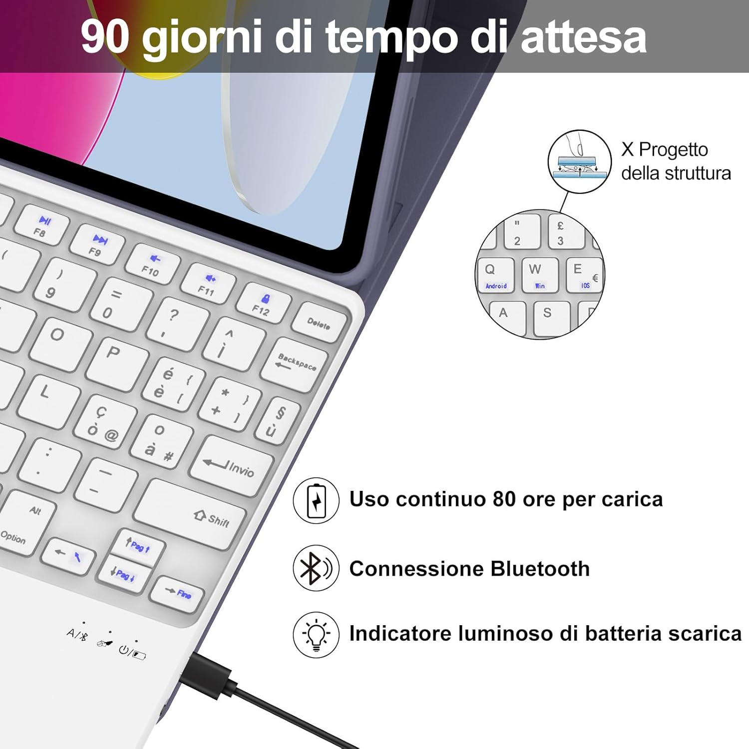 Iveoppe Tastiera iPad 10/11 Gen con Trackpad, Viola - immagine 4
