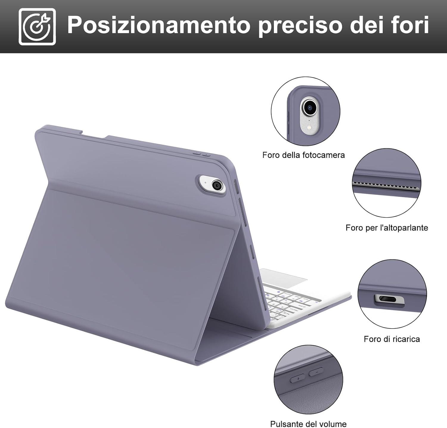 Iveoppe Tastiera iPad 10/11 Gen con Trackpad, Viola - immagine 7