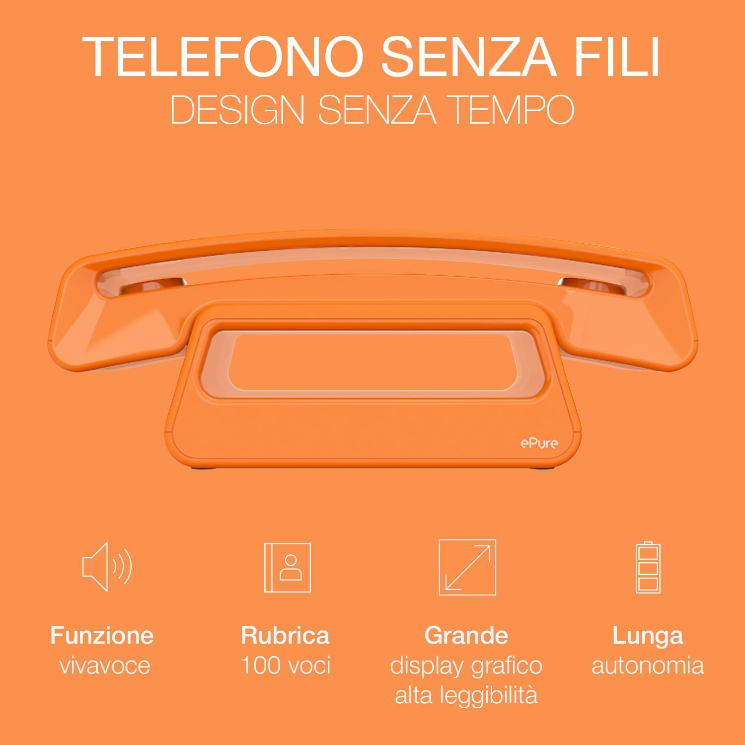 Alcatel ePure Iconic - Telefono Fisso Cordless DECT, Arancione - immagine 3