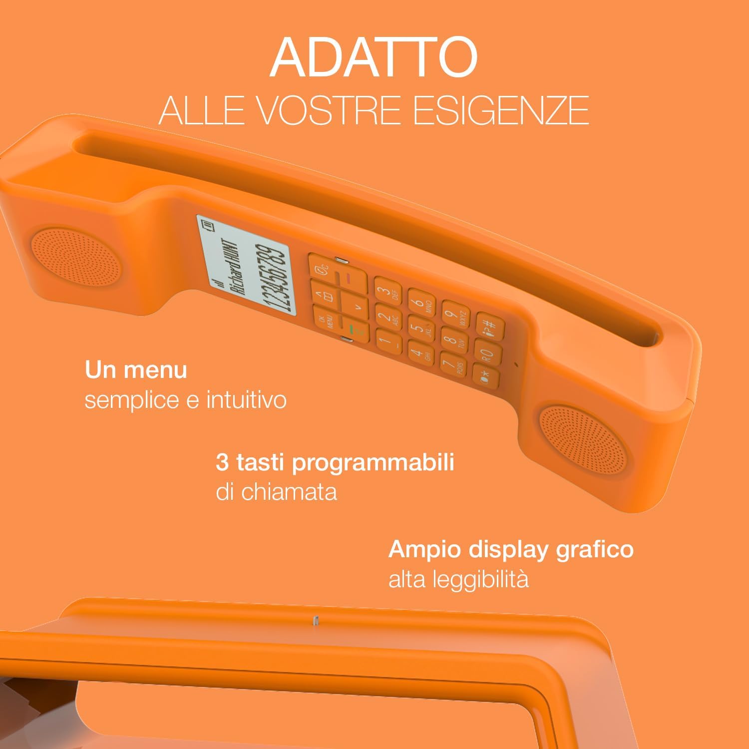 Alcatel ePure Iconic - Telefono Fisso Cordless DECT, Arancione - immagine 4