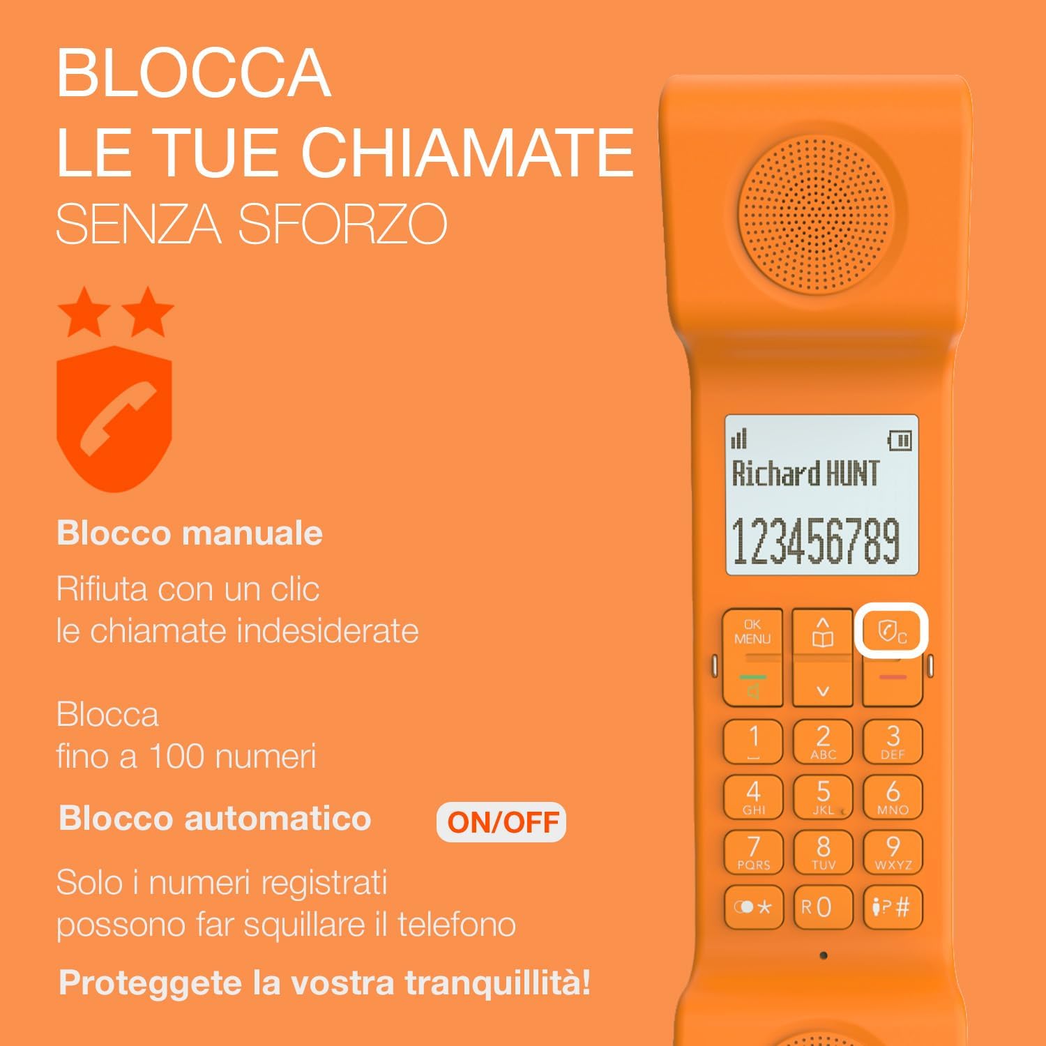 Alcatel ePure Iconic - Telefono Fisso Cordless DECT, Arancione - immagine 5