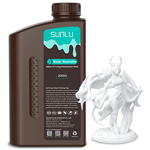 SUNLU Resina Stampante 3D Lavabile Acqua 2kg, Bianco