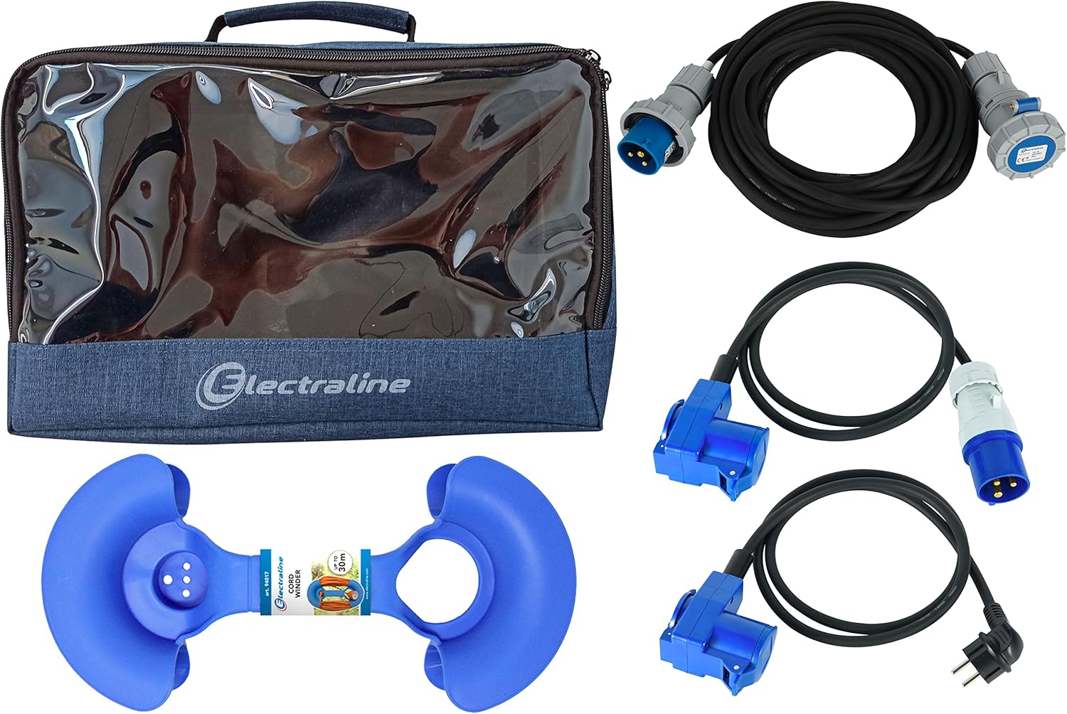 Electraline 92412 Prolunga Industriale In Gomma, Blu