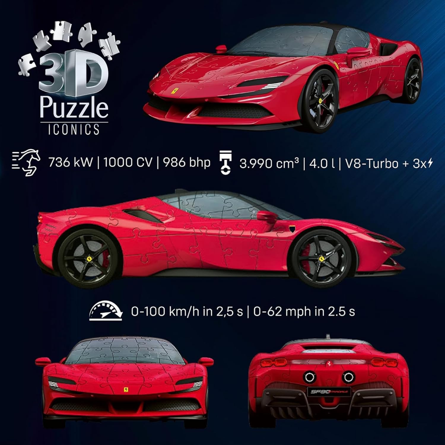 Ravensburger - Puzzle 3D Ferrari 108 Pezzi - immagine 5