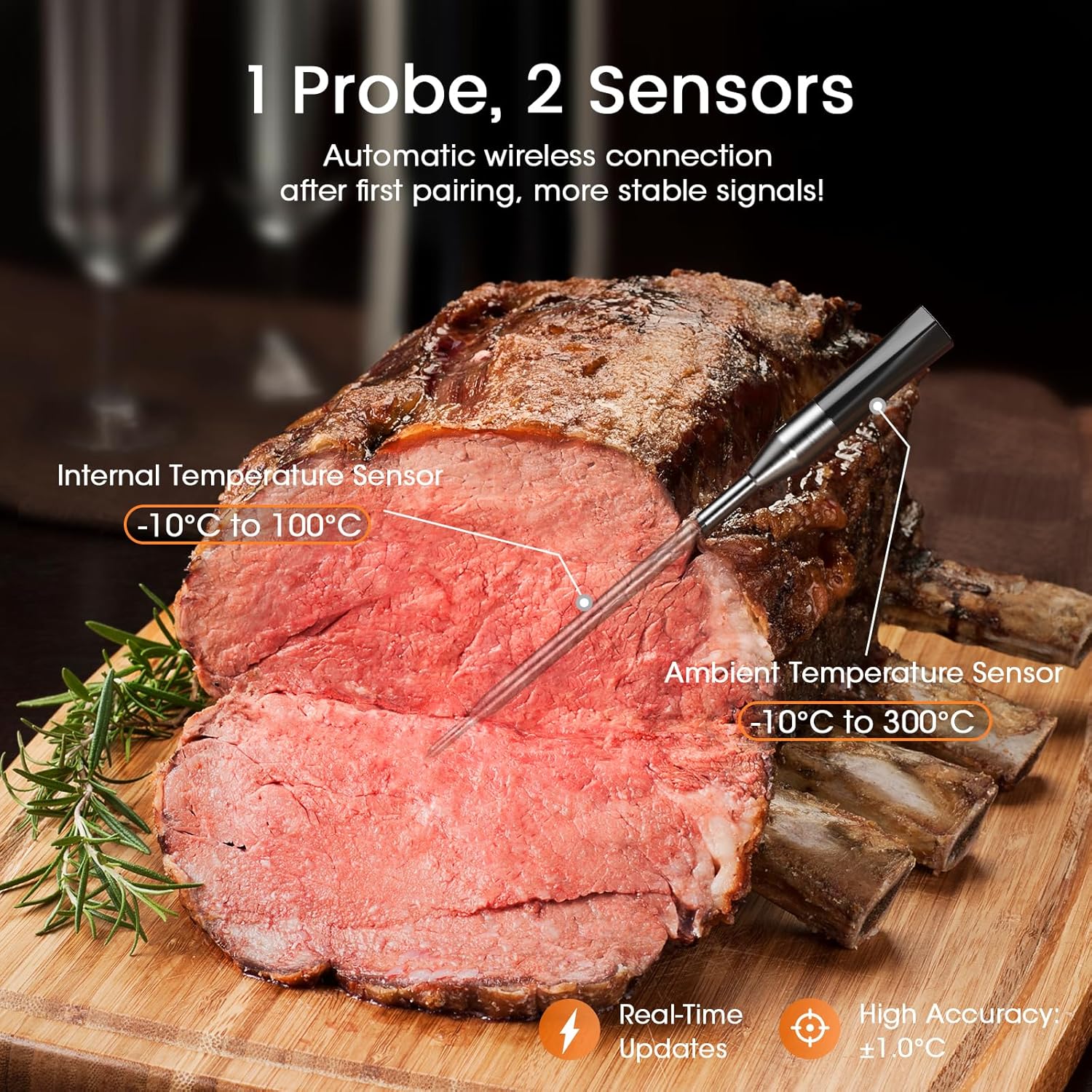 Doqaus Termometro Carne Wireless Bluetooth 158m - immagine 2