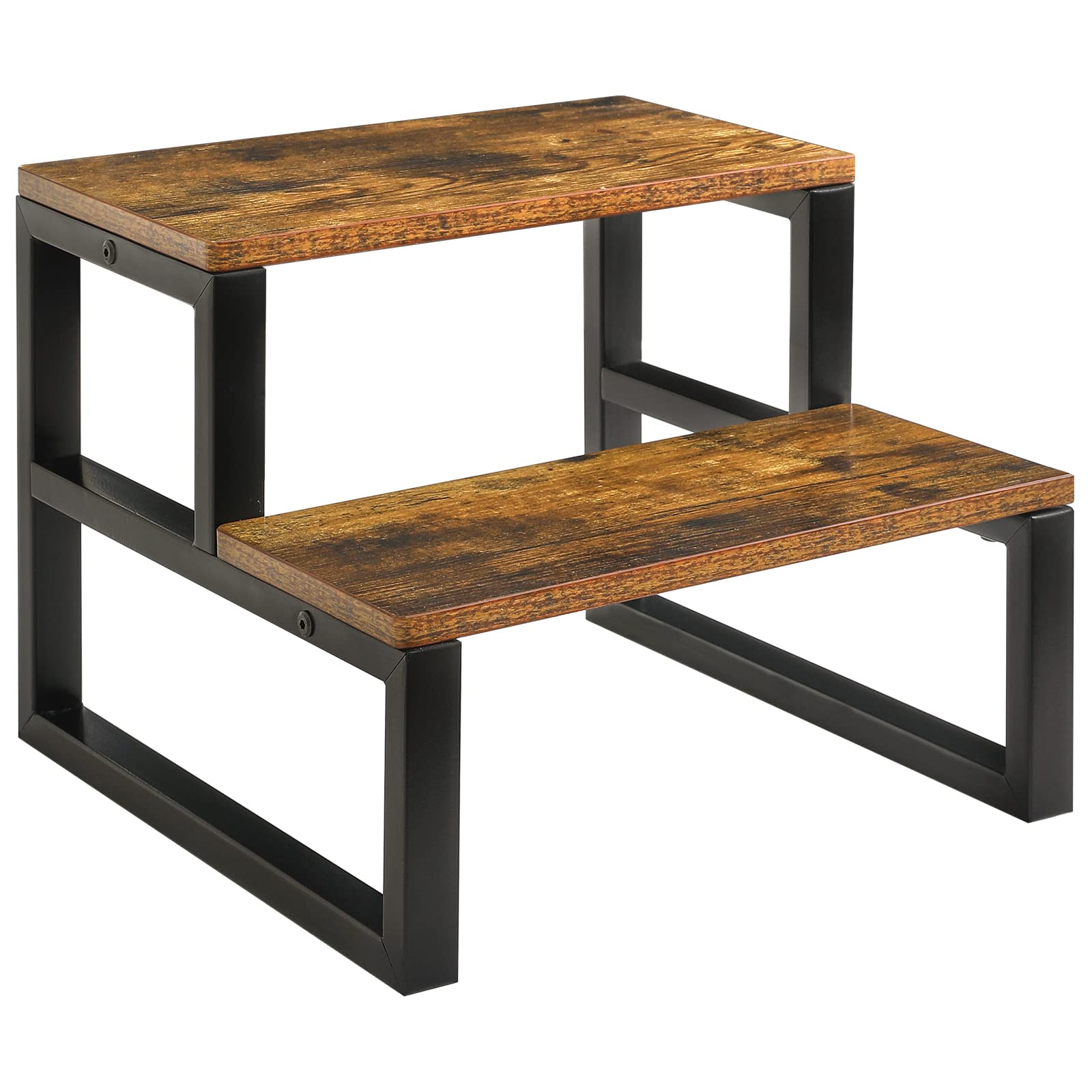 Ibuyke Sgabello in Legno a 2 Gradini, Marrone Rustico