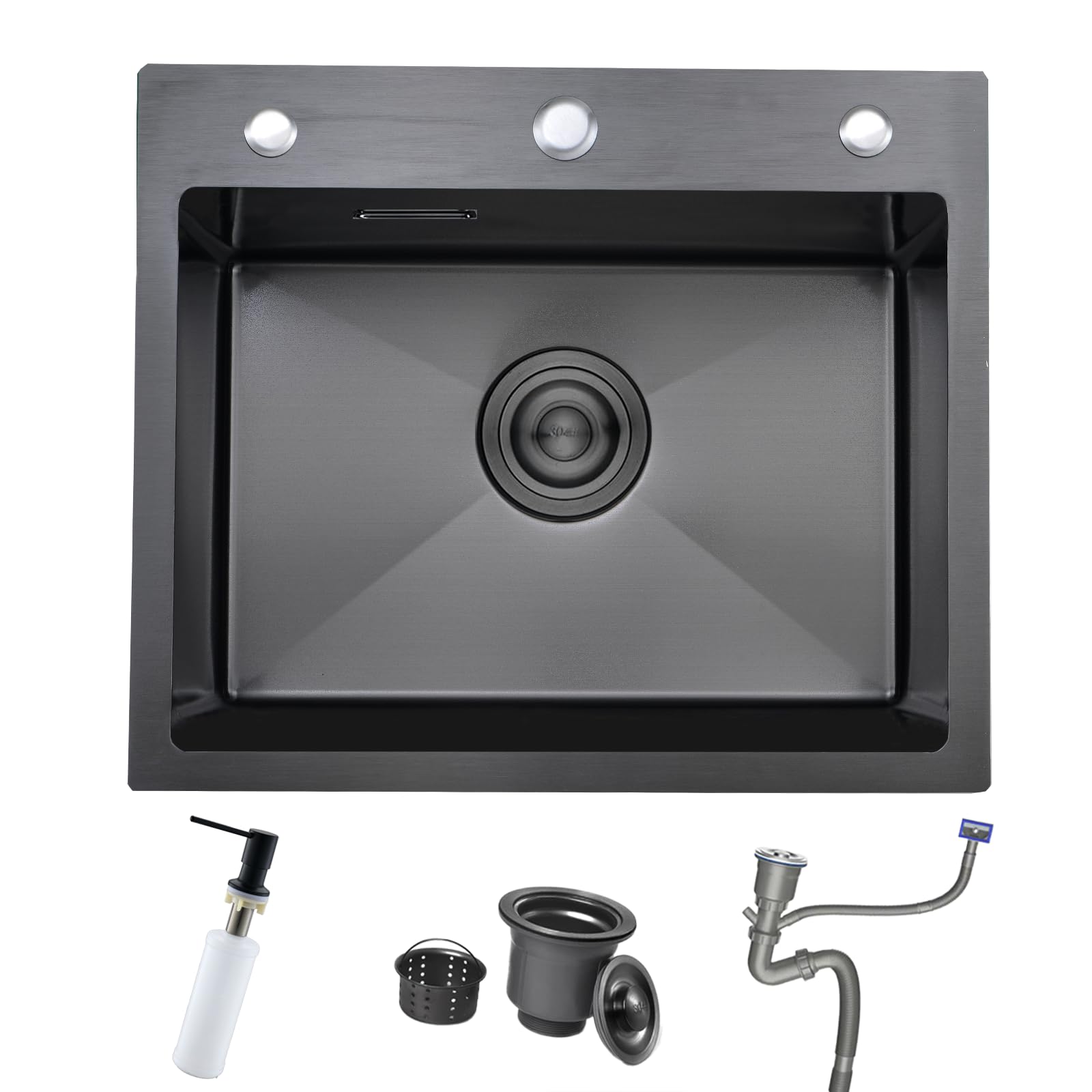 Bokaiya Lavello Cucina Nero 55x50 cm Acciaio Inox