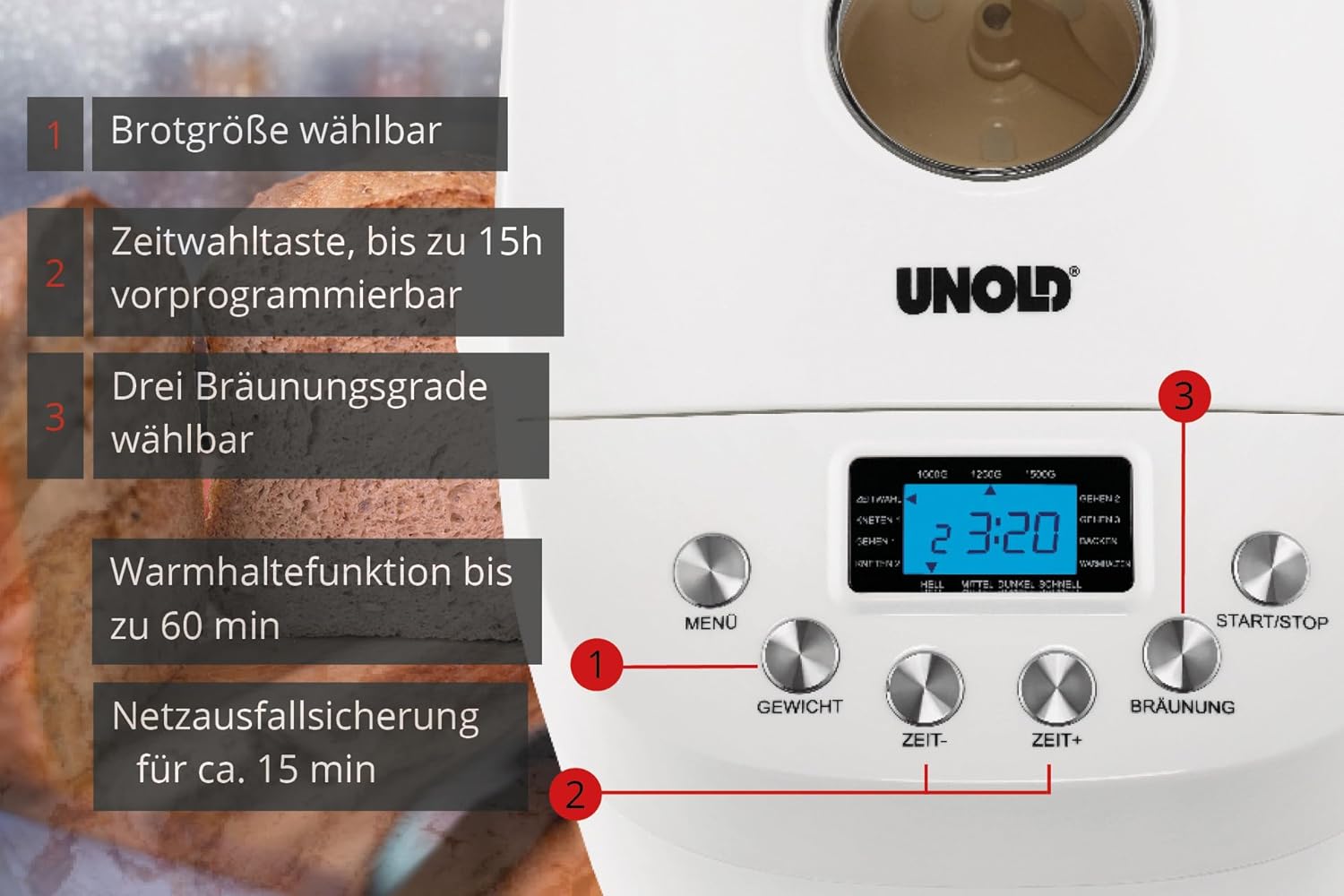 UNOLD BACKMEISTER BIG PANIFICADORA 850 W BLANCO - immagine 2