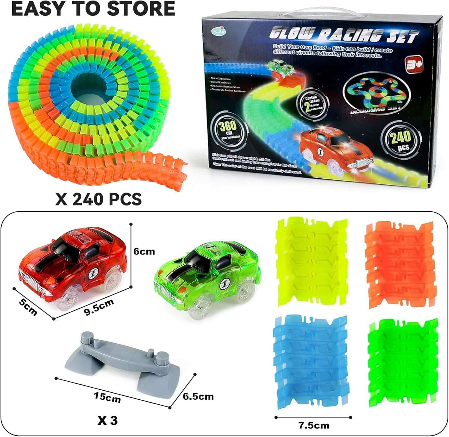 Pista Macchinine per Bambini 3-6 Anni 240 Pezzi - immagine 4