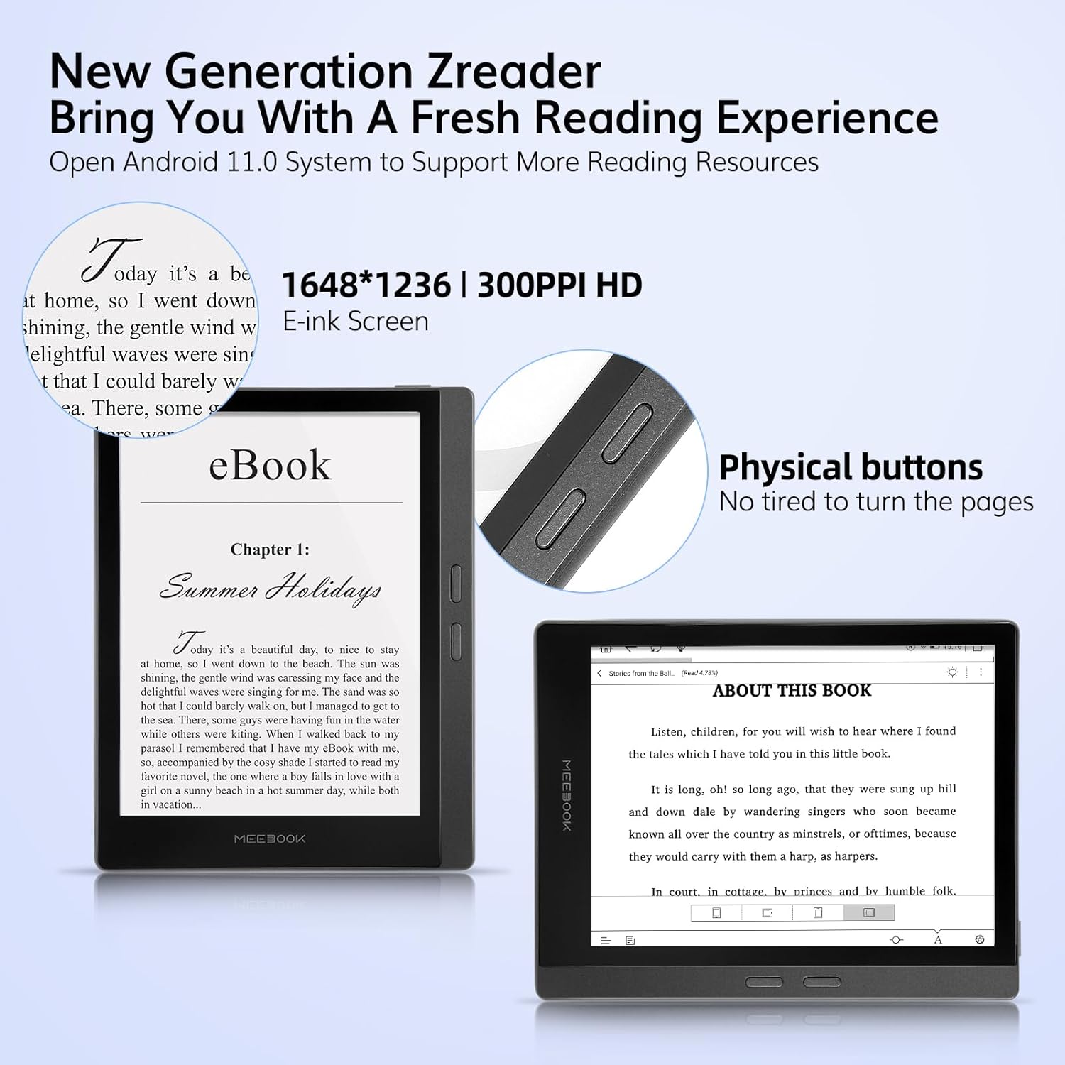 Meebook E-Reader M7 - 6,8" Eink Carta, Android 11 - immagine 3
