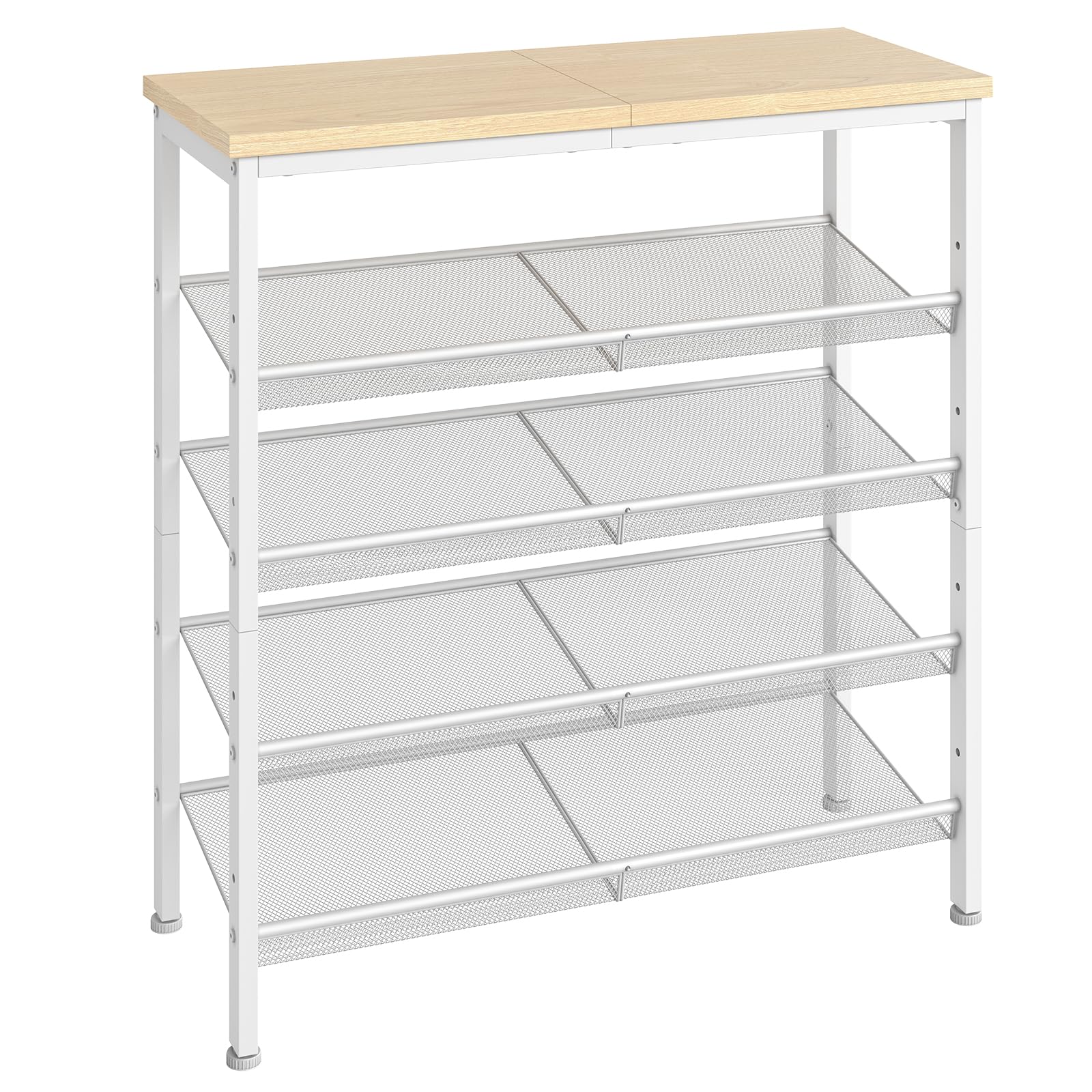 Hoobro Scarpiera 5 Livelli per 16-20 Paia, Bianco/Legno