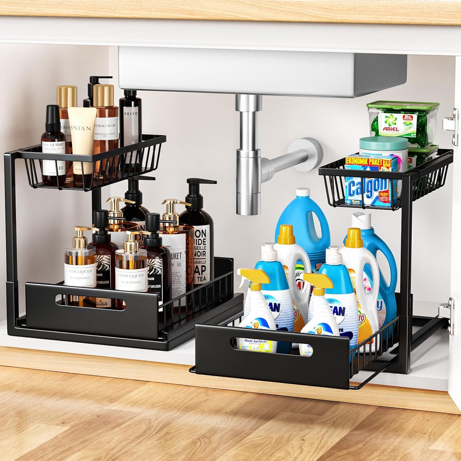 Cocolemon Organizer Sottolavello 2 PCS in Metallo, Nero