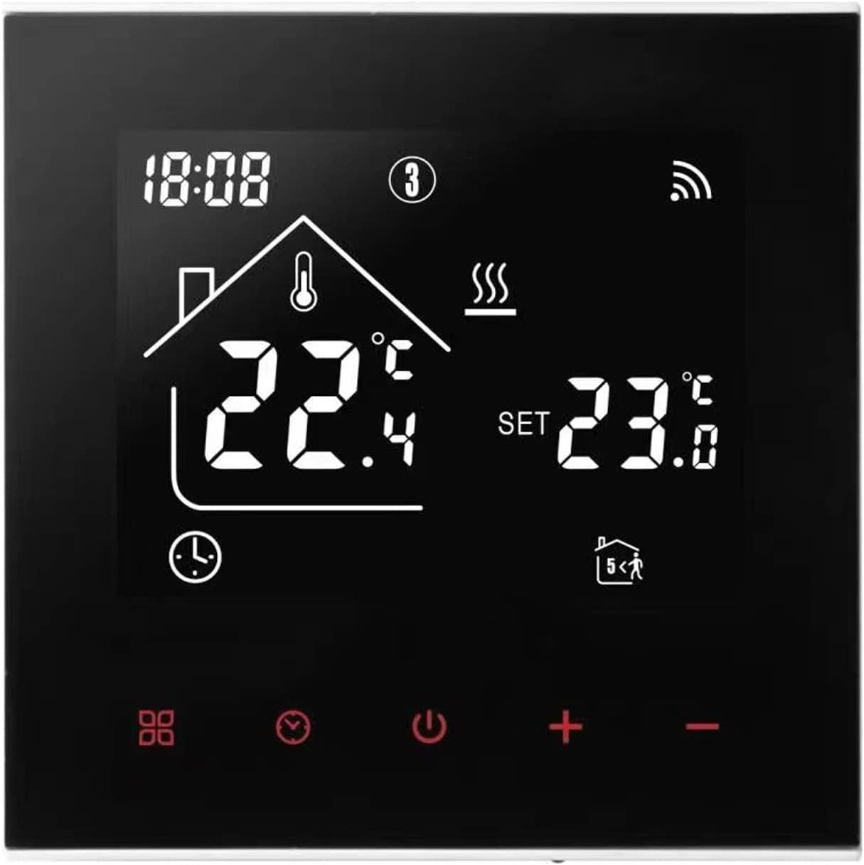 jackfru Termostato intelligente WiFi, per riscaldamento a pavimento, WiFi, display a LED, touch screen, termostato digitale, compatibile con Alexa, Google Home (nero, riscaldamento caldaia 3A)