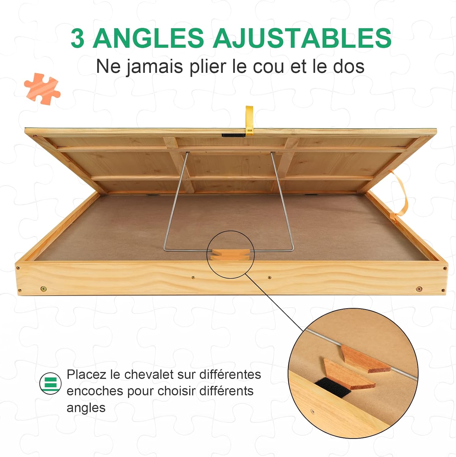 Tavolo Puzzle Portatile con Gambe e Cassetti 1500 Pezzi - immagine 4