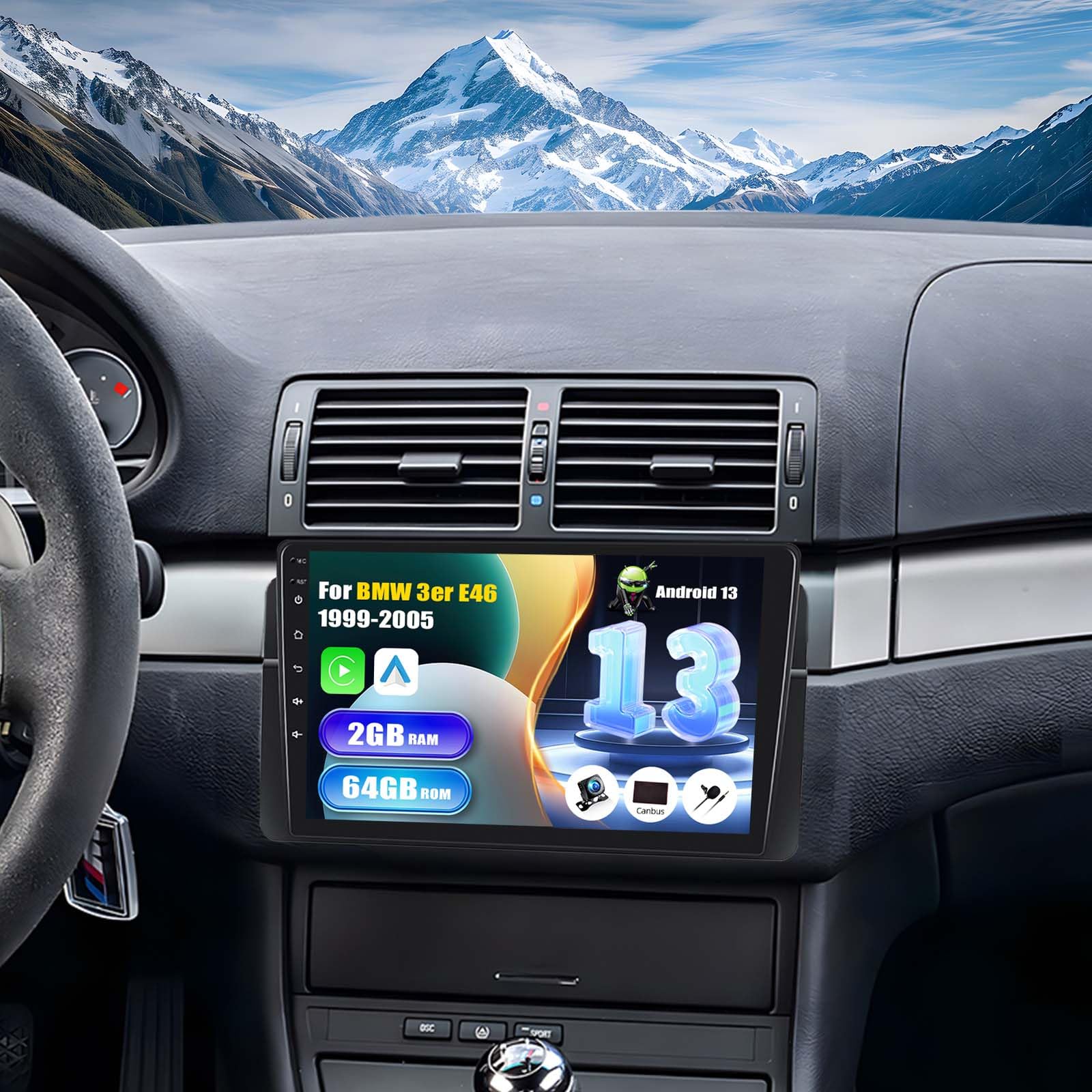 Sixwin Autoradio Android 13 9" per BMW 3er E46 2+64G