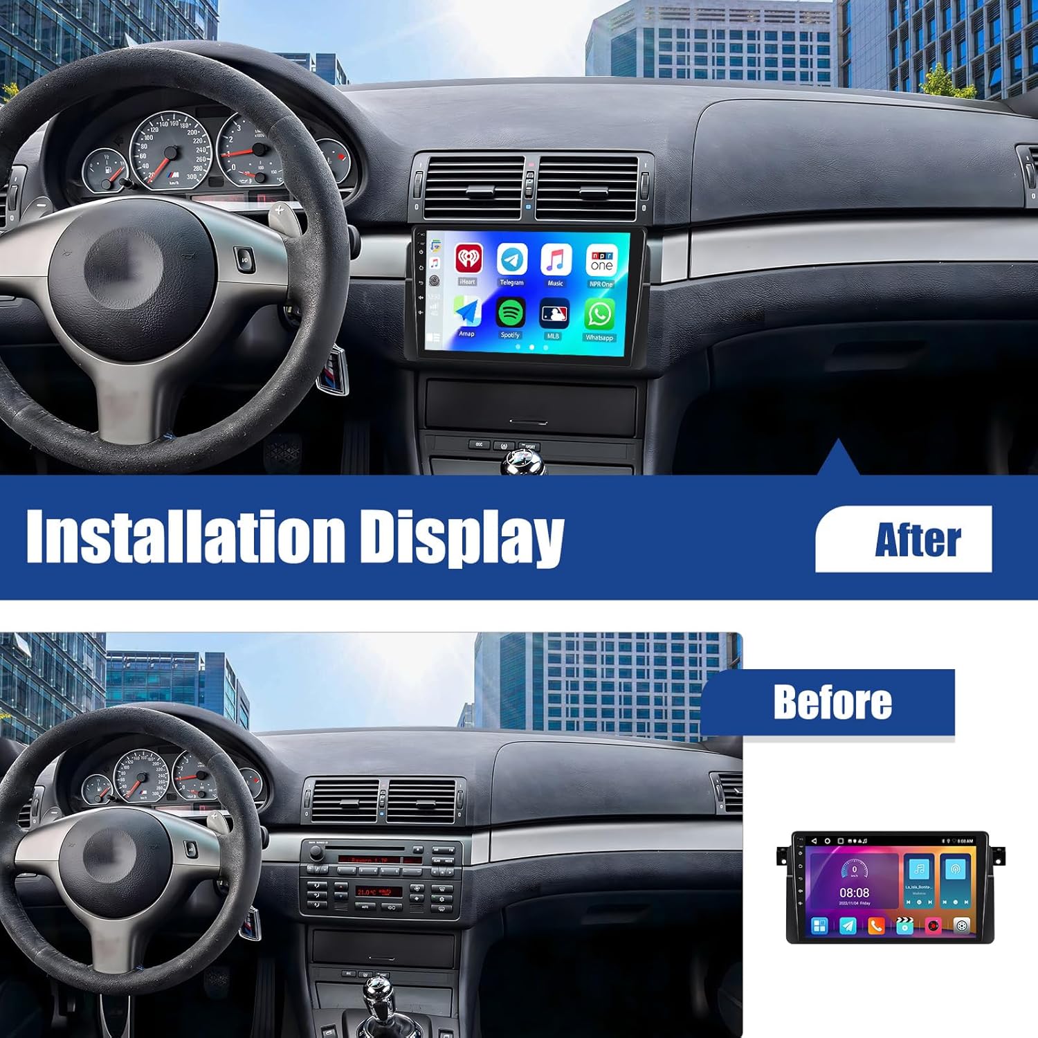 Sixwin Autoradio Android 13 9" per BMW 3er E46 2+64G - immagine 2