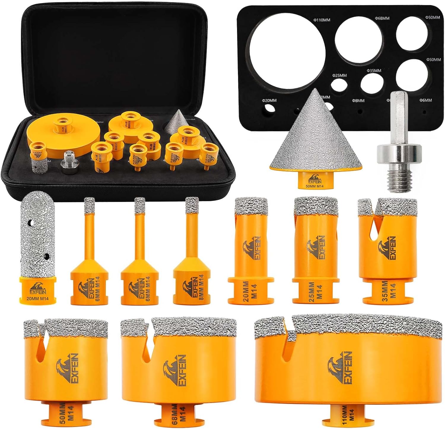 Exfein - Set 12 Punte a Tazza per Piastrelle