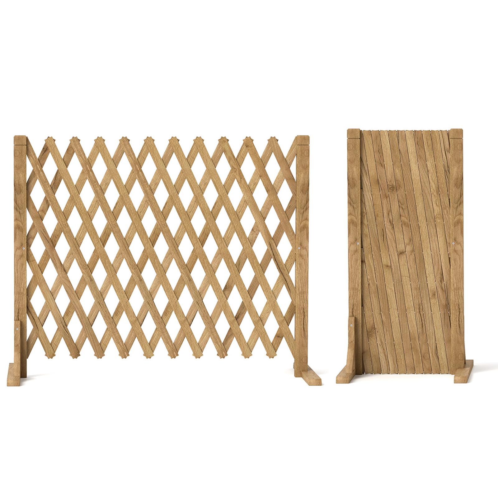 Nisorpa Recinzione espandibile in legno massello, autoportante, espandibile, 34-160 cm, recinzioni da giardino in legno naturale, per patio, prato, confezione da 2