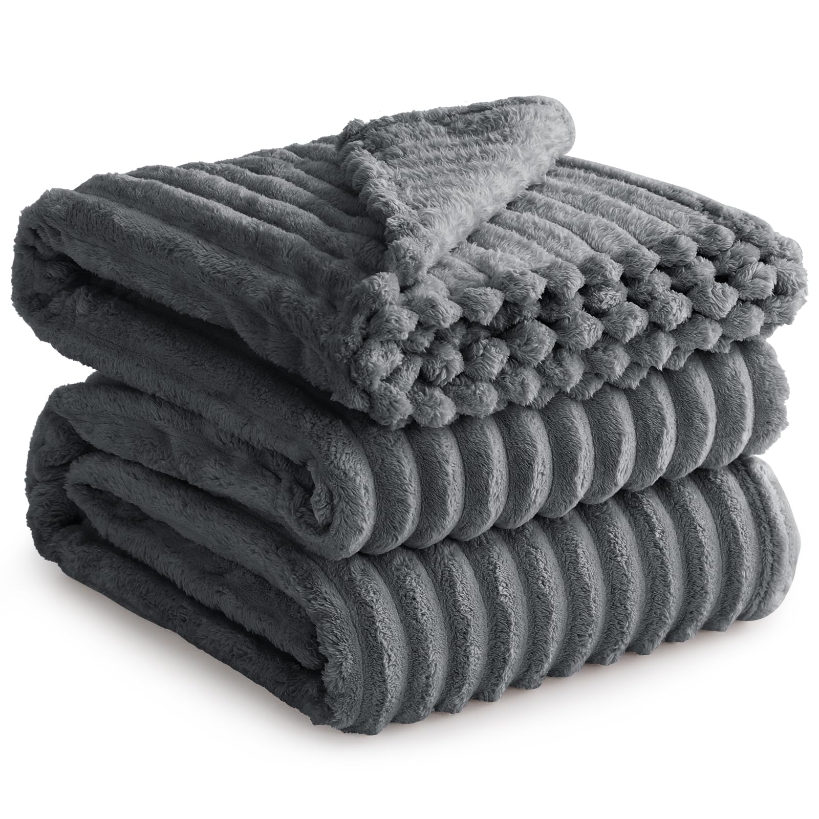 Ruikasi Coperta Plaid Pile Matrimoniale 230x270 cm, Grigio