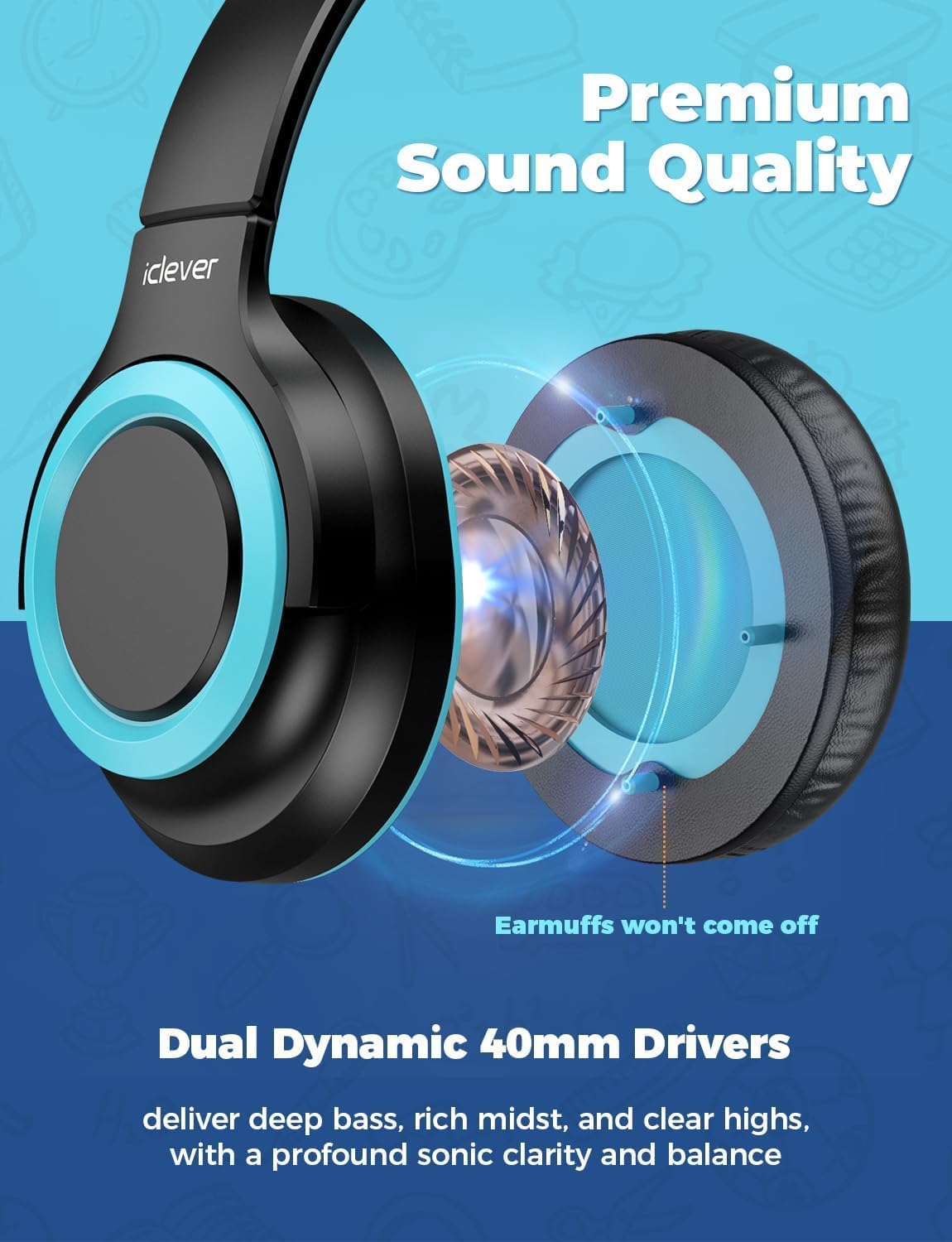 Iclever Cuffie per Bambini Wired (2 Pezzi) - immagine 4