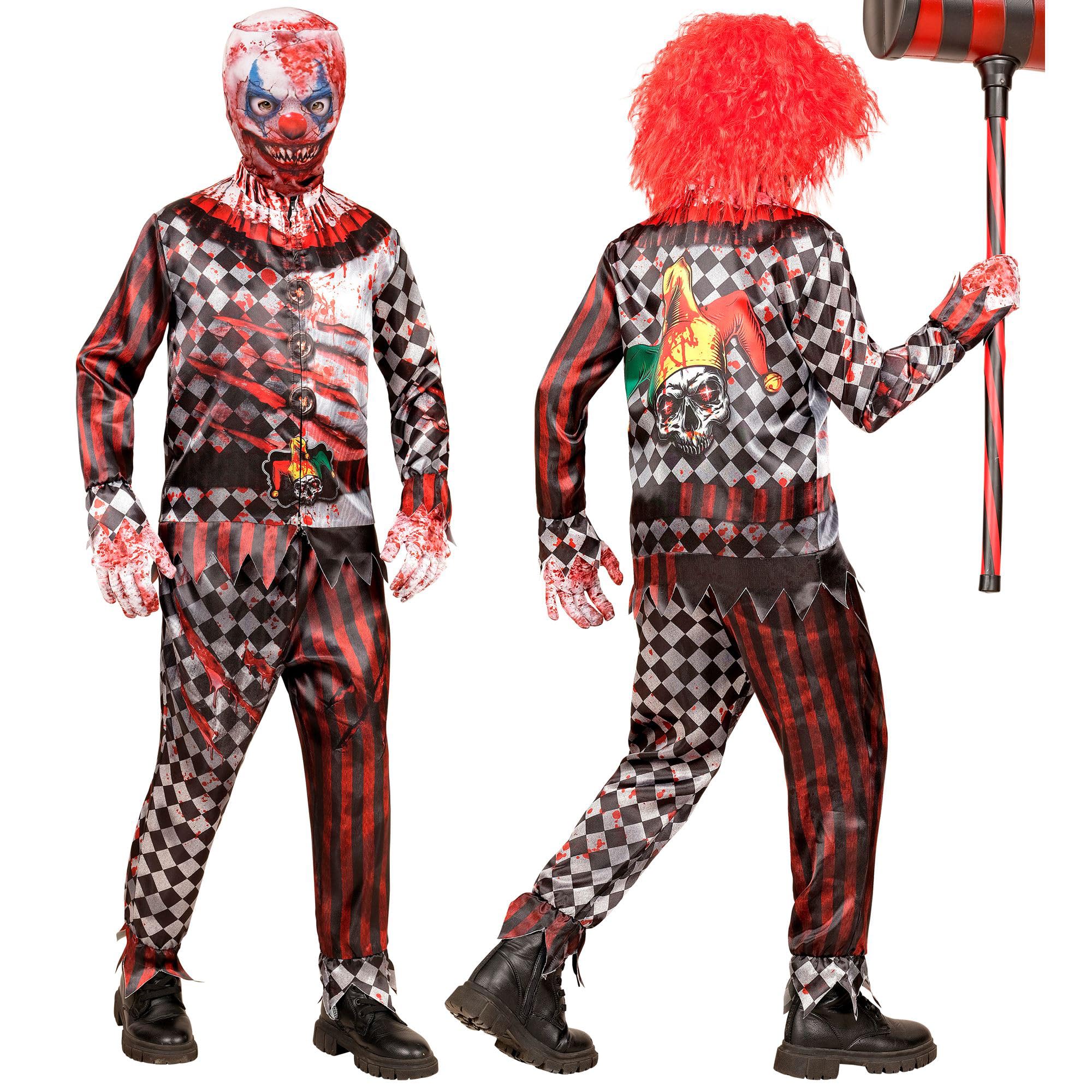 W WIDMANN MILANO Party Fashion - Costume da clown assassino per bambini, set con maschera, outfit completo per Halloween e Carnevale