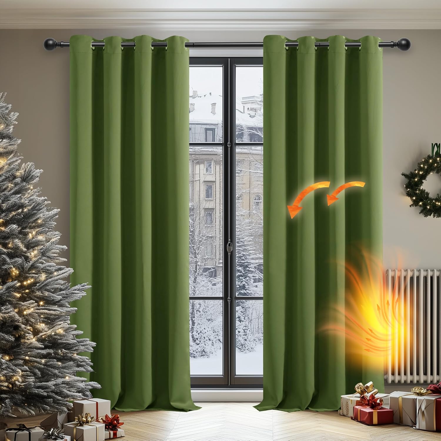 Deconovo Tende Oscuranti 2 Pezzi 140x270 CM, Verde - immagine 2