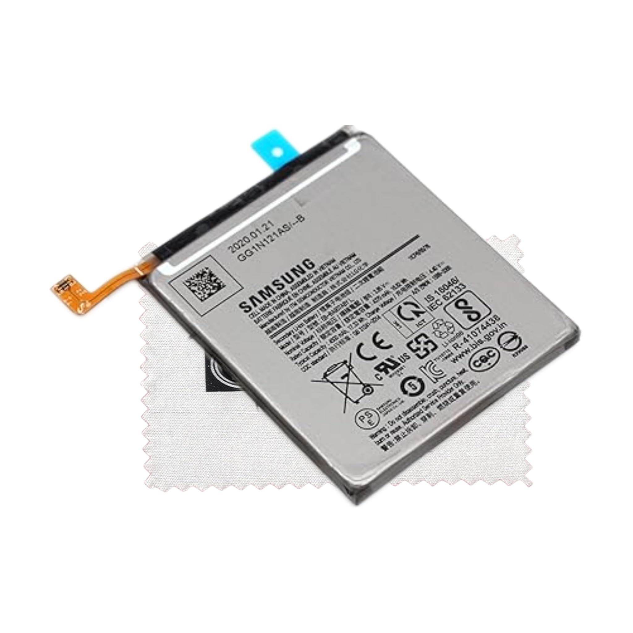 Batteria originale Samsung EB-BA907ABY L per Samsung Galaxy S10 Lite (G770F) con panno di pulizia dello schermo Shlok