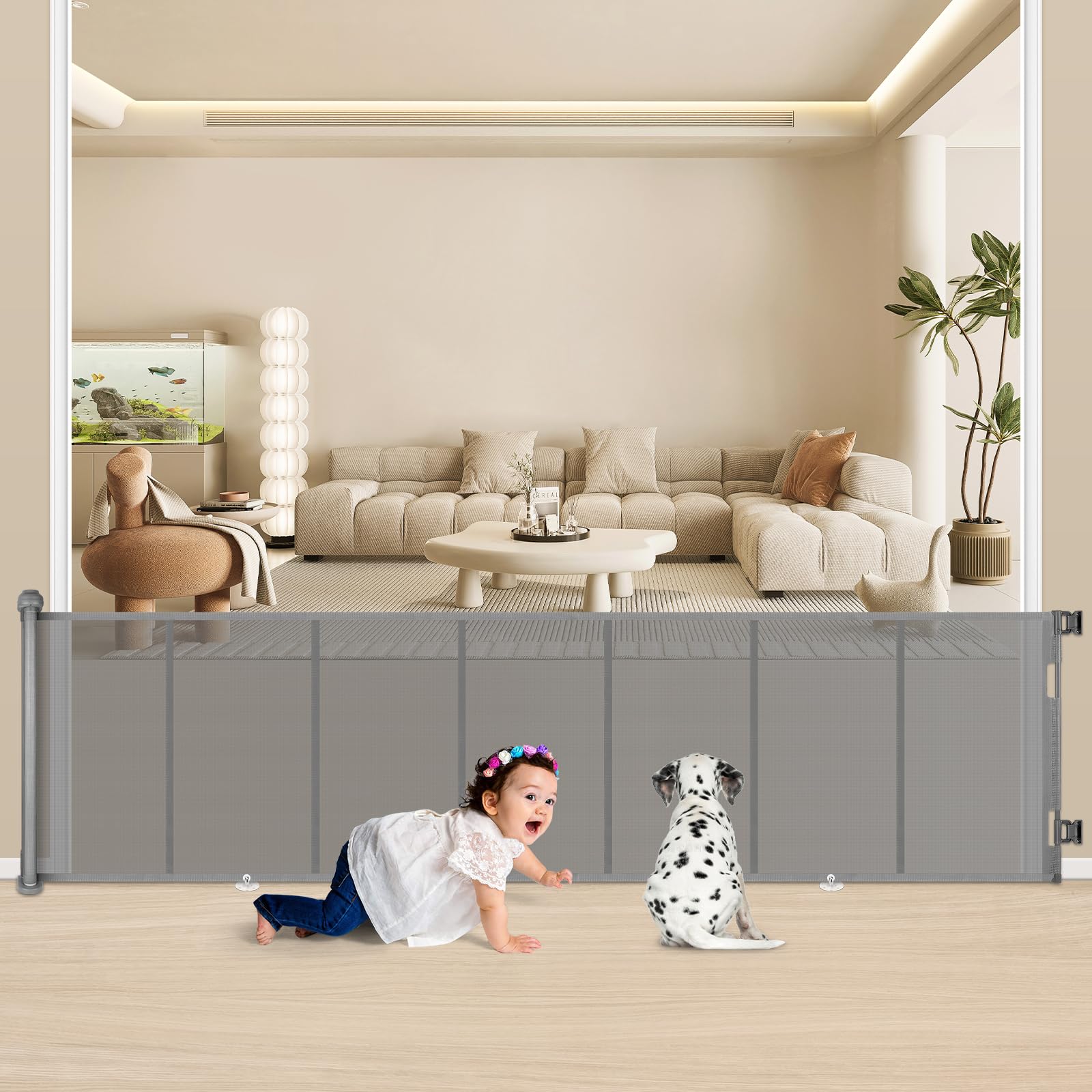 Cancelletto per Cani Estensibile 0-300 cm, Grigio