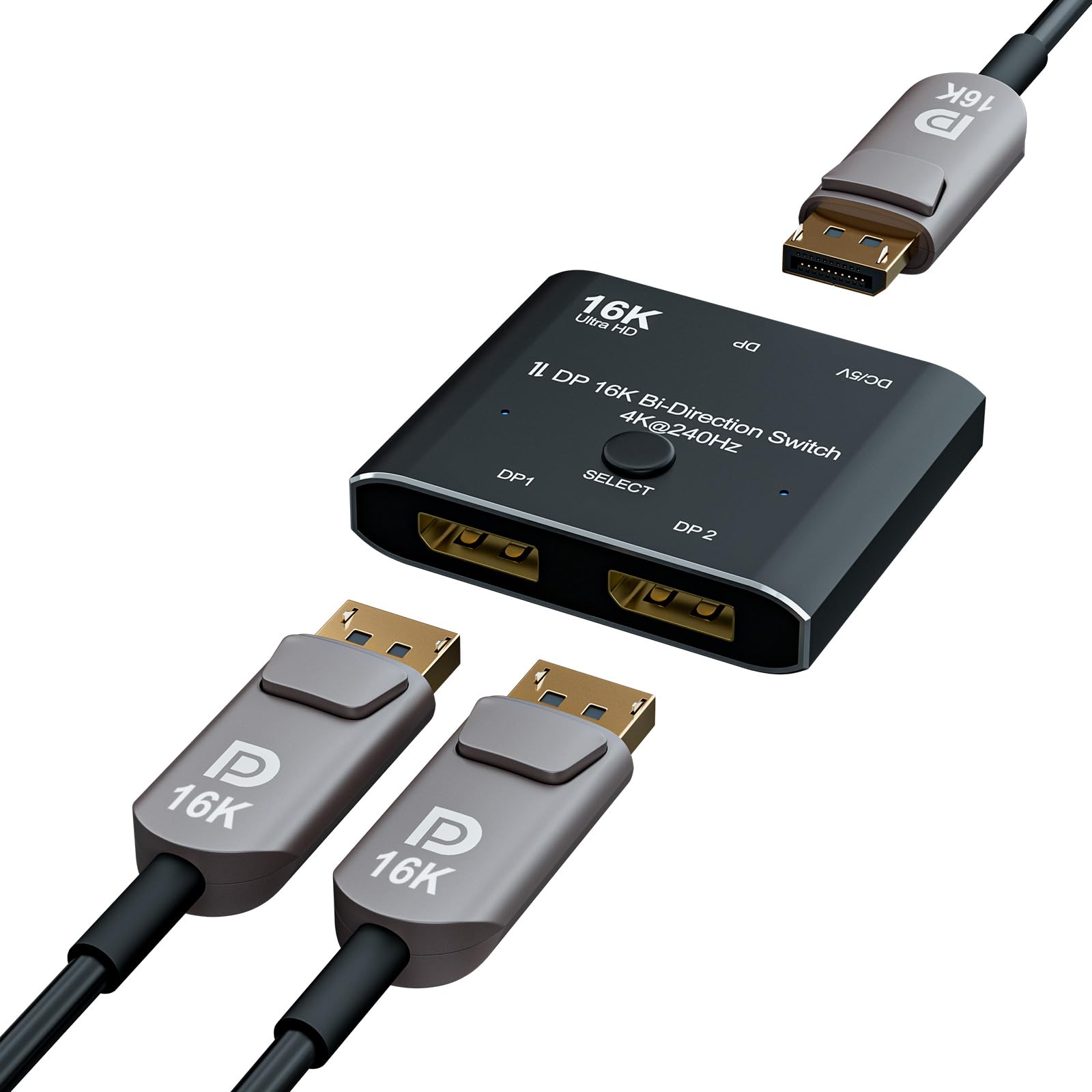 Displayport 16K Bi-Direction 2x1 16K@60Hz 4K@240Hz 2 in 1 Out 1 in 2 ...