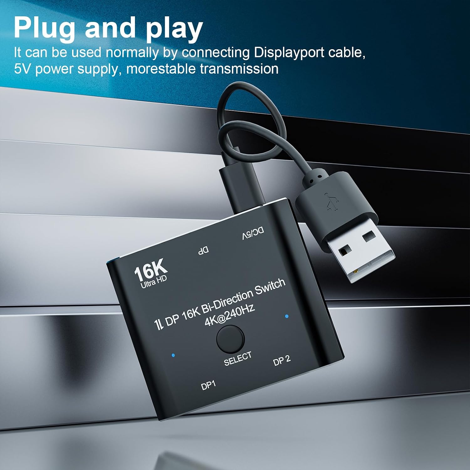 Displayport 16K Bi-Direction 2x1 16K@60Hz 4K@240Hz 2 in 1 Out 1 in 2 ...