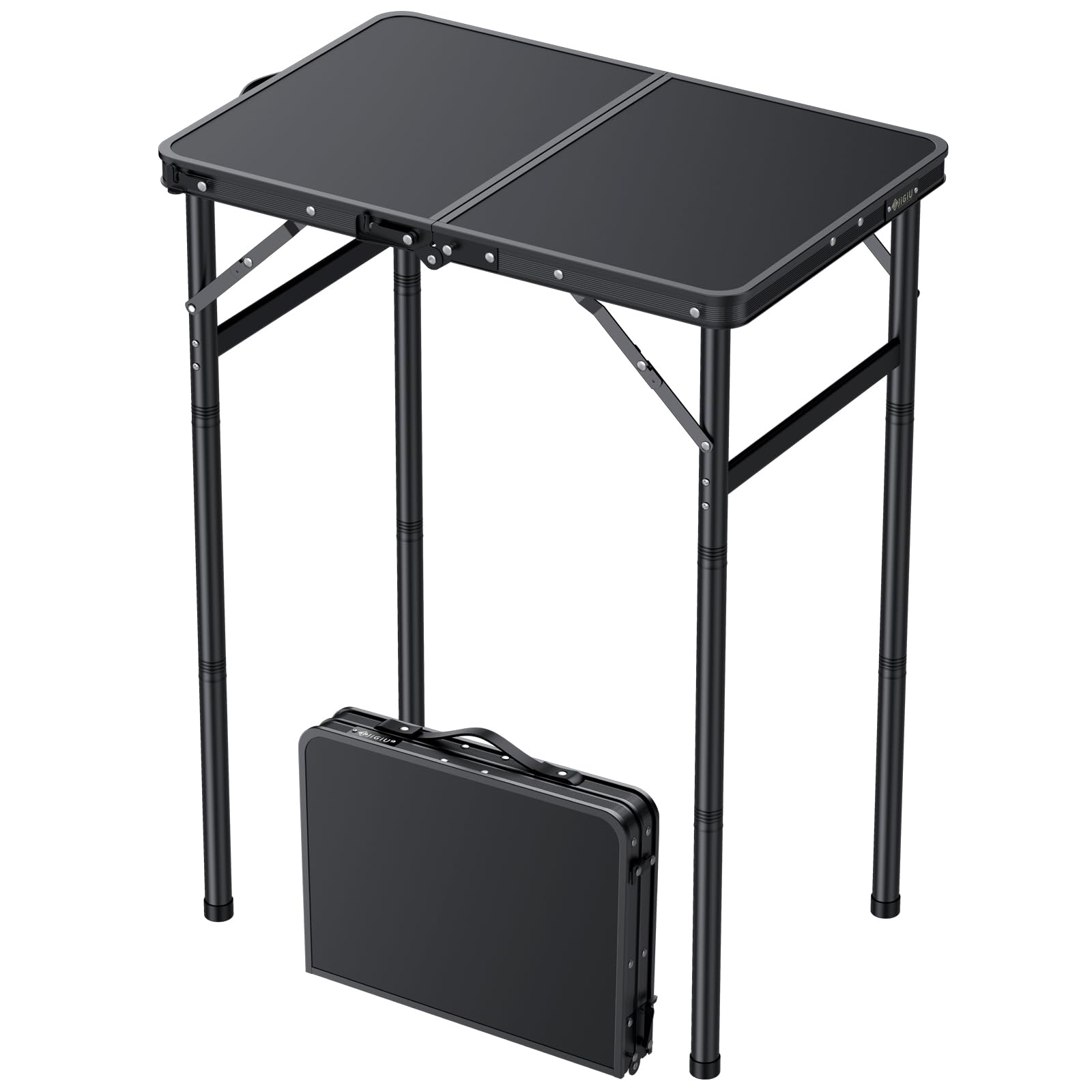 Jigiu Tavolo da Picnic Pieghevole in MDF Nero