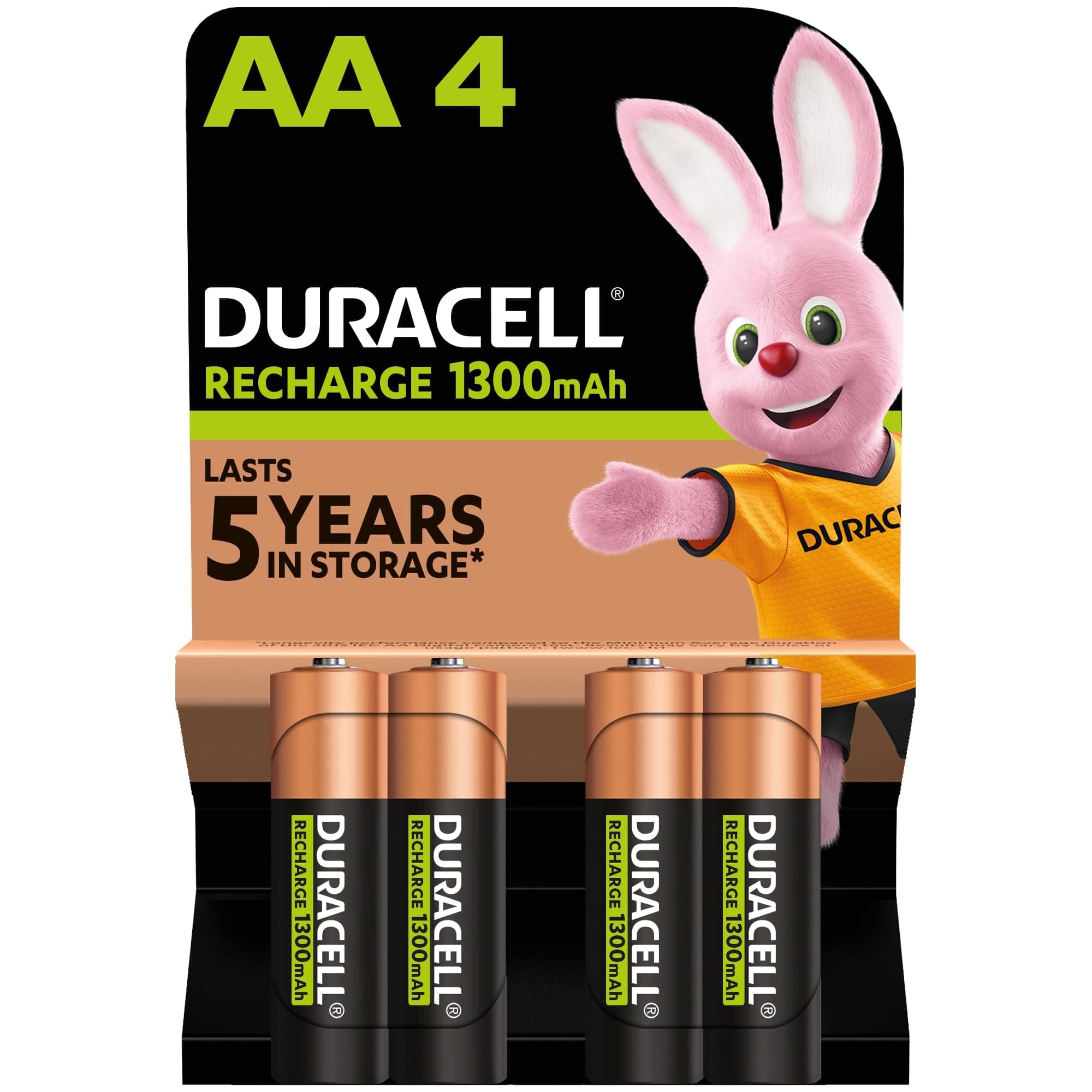 Duracell Batterie Ricaricabili AA 1300 mAh (4 Pezzi)
