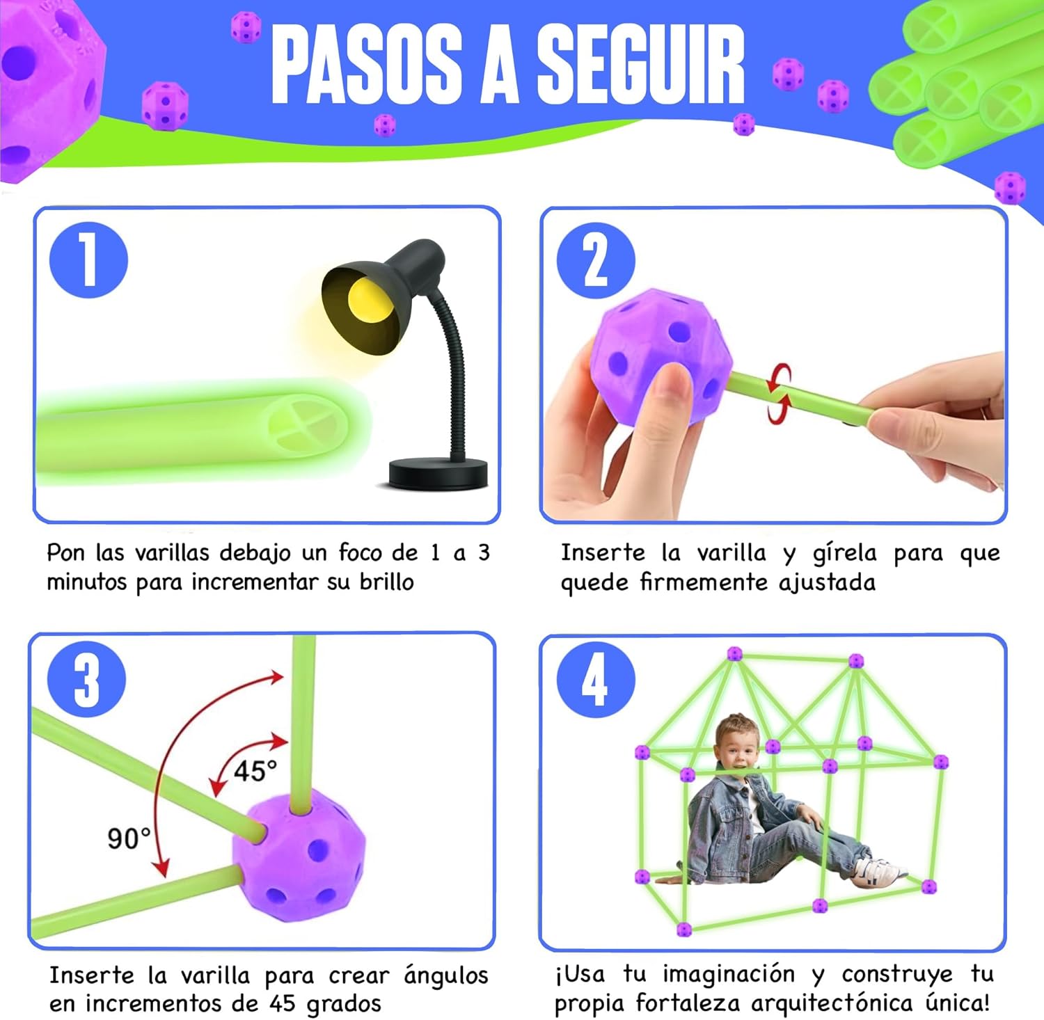 Kit Costruzione Brilla al Buio 100 Pezzi - immagine 5